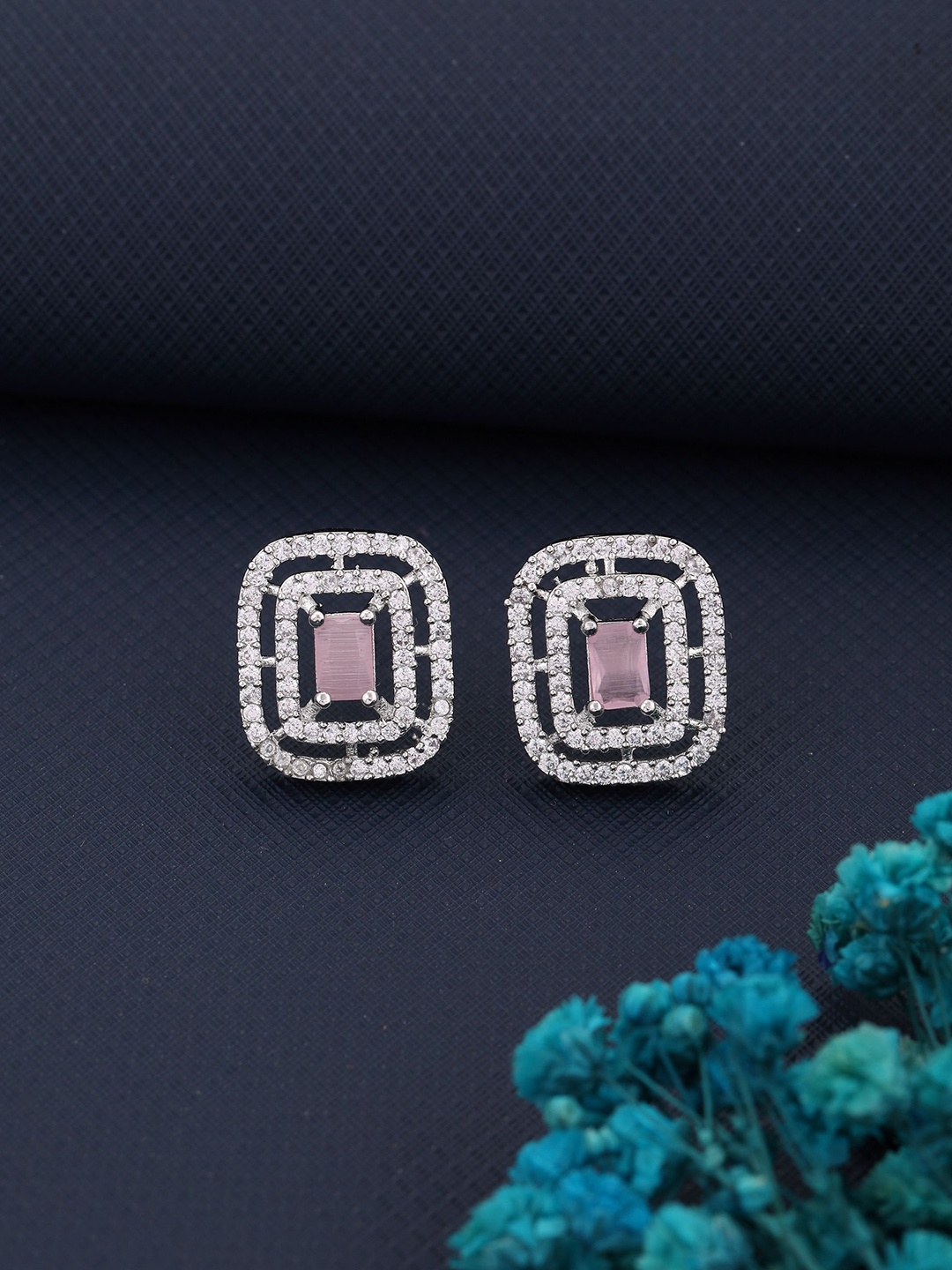 Vita Bella Silver Plated Square Shaped American Diamond Studded Studs Earrings, Peach
Vita Bella Silver Plated Square Shaped American Diamond Studded Studs Earrings, Peach