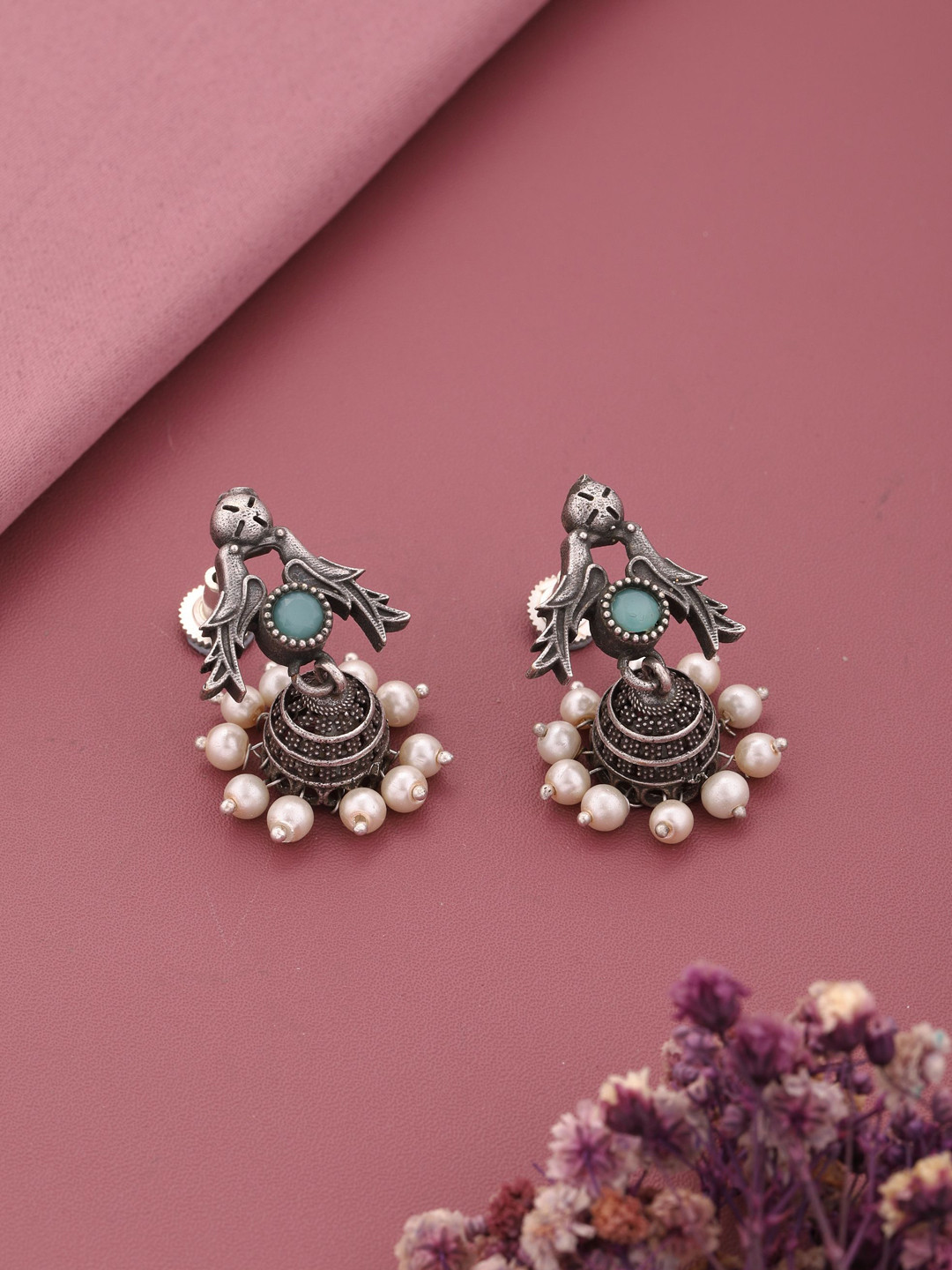 Vita Bella Silver-Plated Oxidized Contemporary Studs Earrings 
Vita Bella Silver-Plated Oxidized Contemporary Studs Earrings