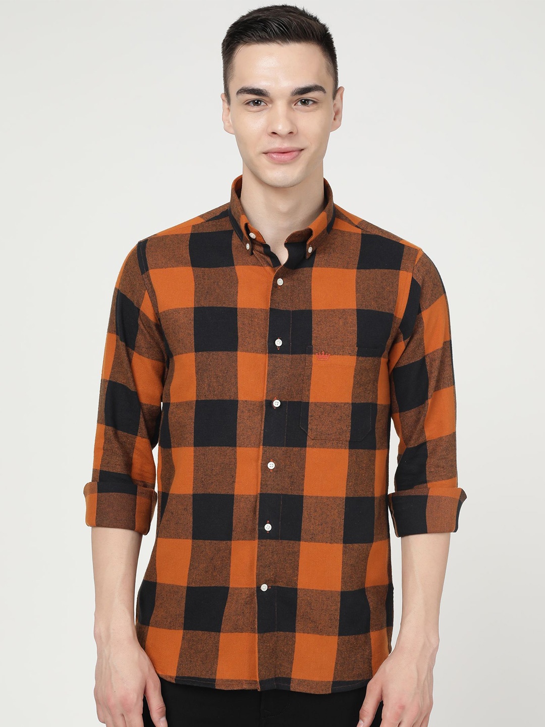 FRENCH CROWN Buffalo Checked Button-Down Collar Standard Cotton Casual Shirt, Orange
FRENCH CROWN Buffalo Checked Button-Down Collar Standard Cotton Casual Shirt, Orange