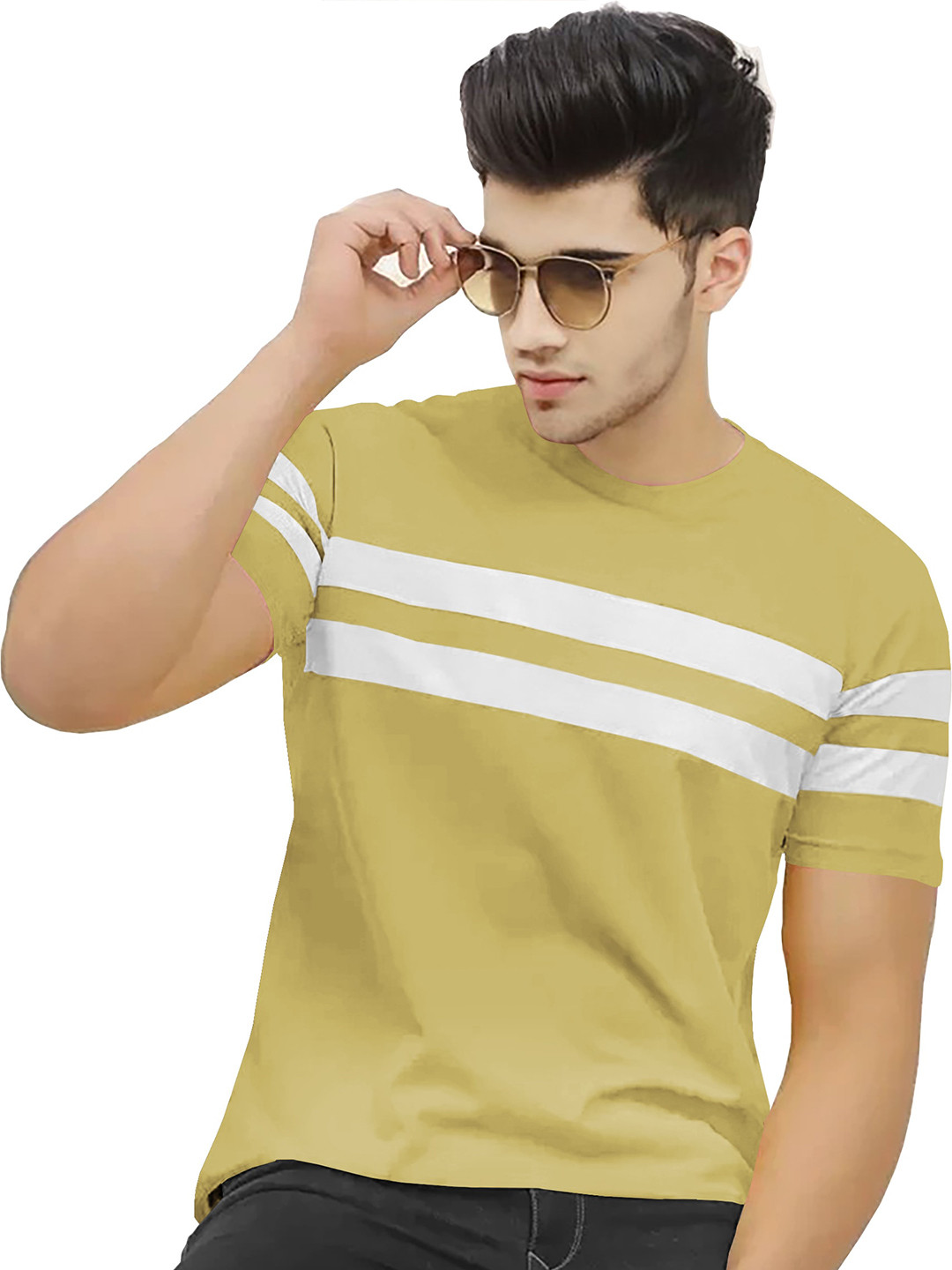 BLIVE Striped Round Neck Cotton T-shirt, Beige
BLIVE Striped Round Neck Cotton T-shirt, Beige