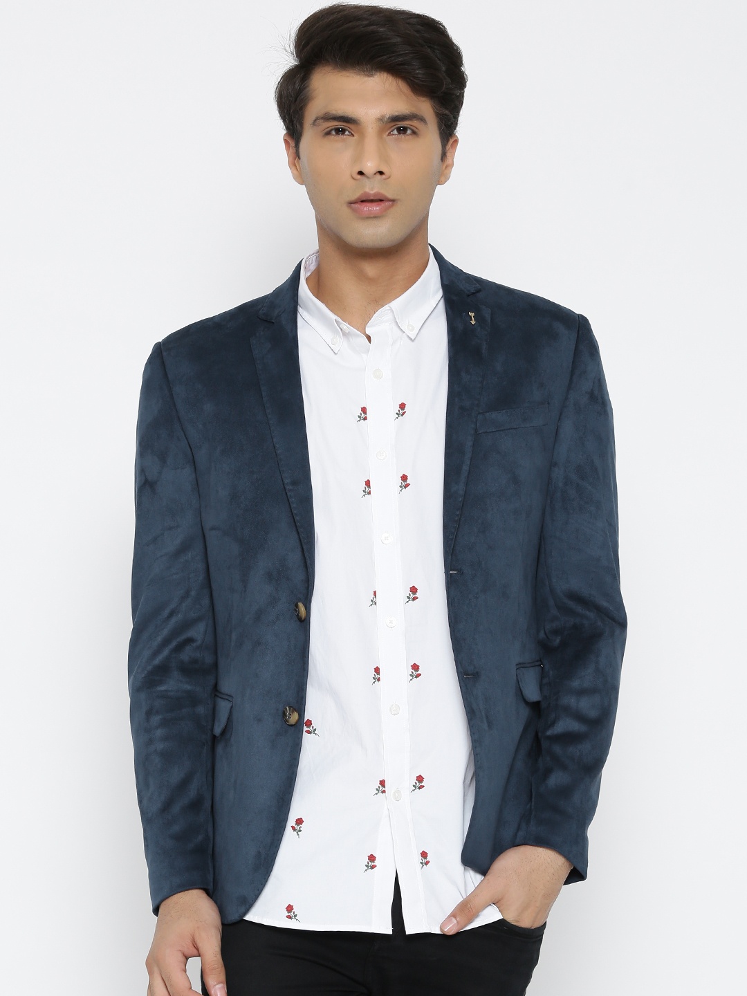 Arrow New York Navy Single-Breasted Zero Calorie Fit Party Blazer, Navy blue