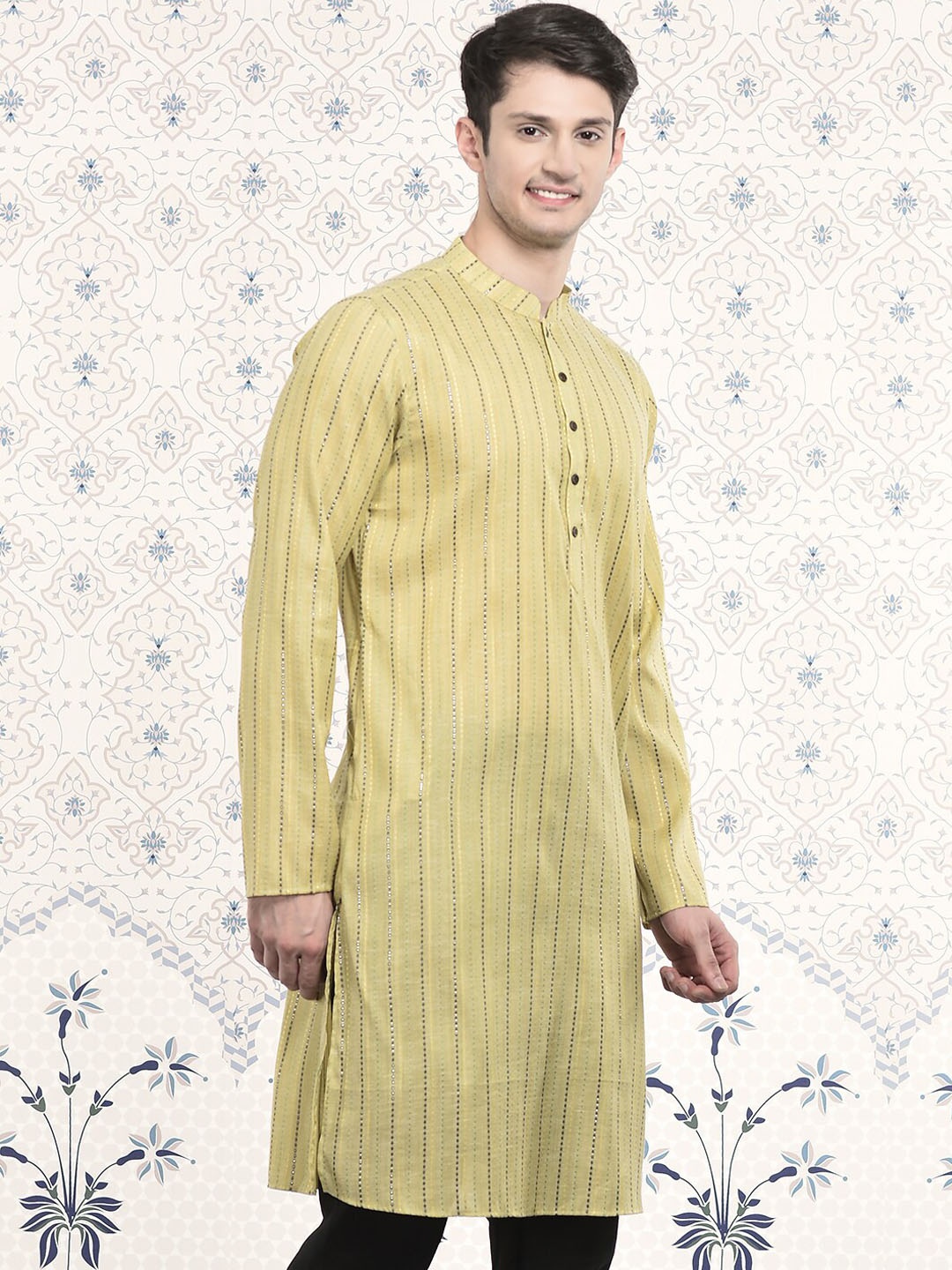 Ode by House of Pataudi Green & Black Stripes Woven Design Mandarin Collar Jacquard Kurta
Ode by House of Pataudi Green & Black Stripes Woven Design Mandarin Collar Jacquard Kurta
