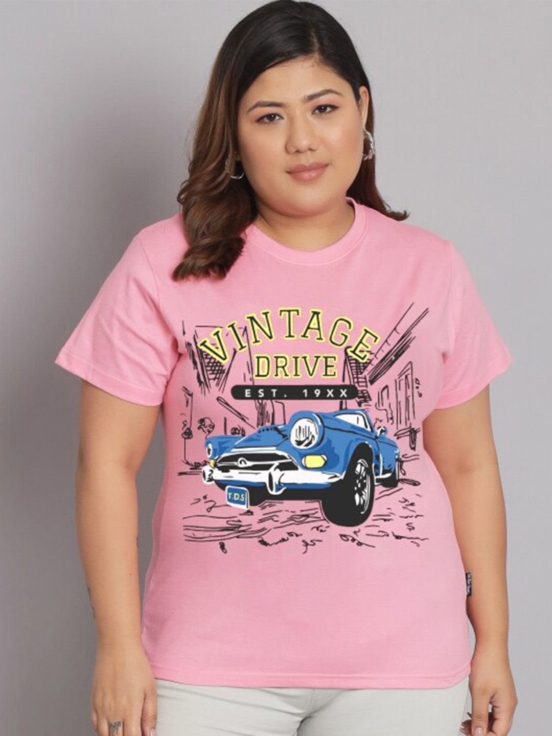 BEYOUND SIZE - THE DRY STATE Plus Size Graphic Printed Relaxed Fit Cotton T-shirt, Pink 
BEYOUND SIZE - THE DRY STATE Plus Size Graphic Printed Relaxed Fit Cotton T-shirt, Pink