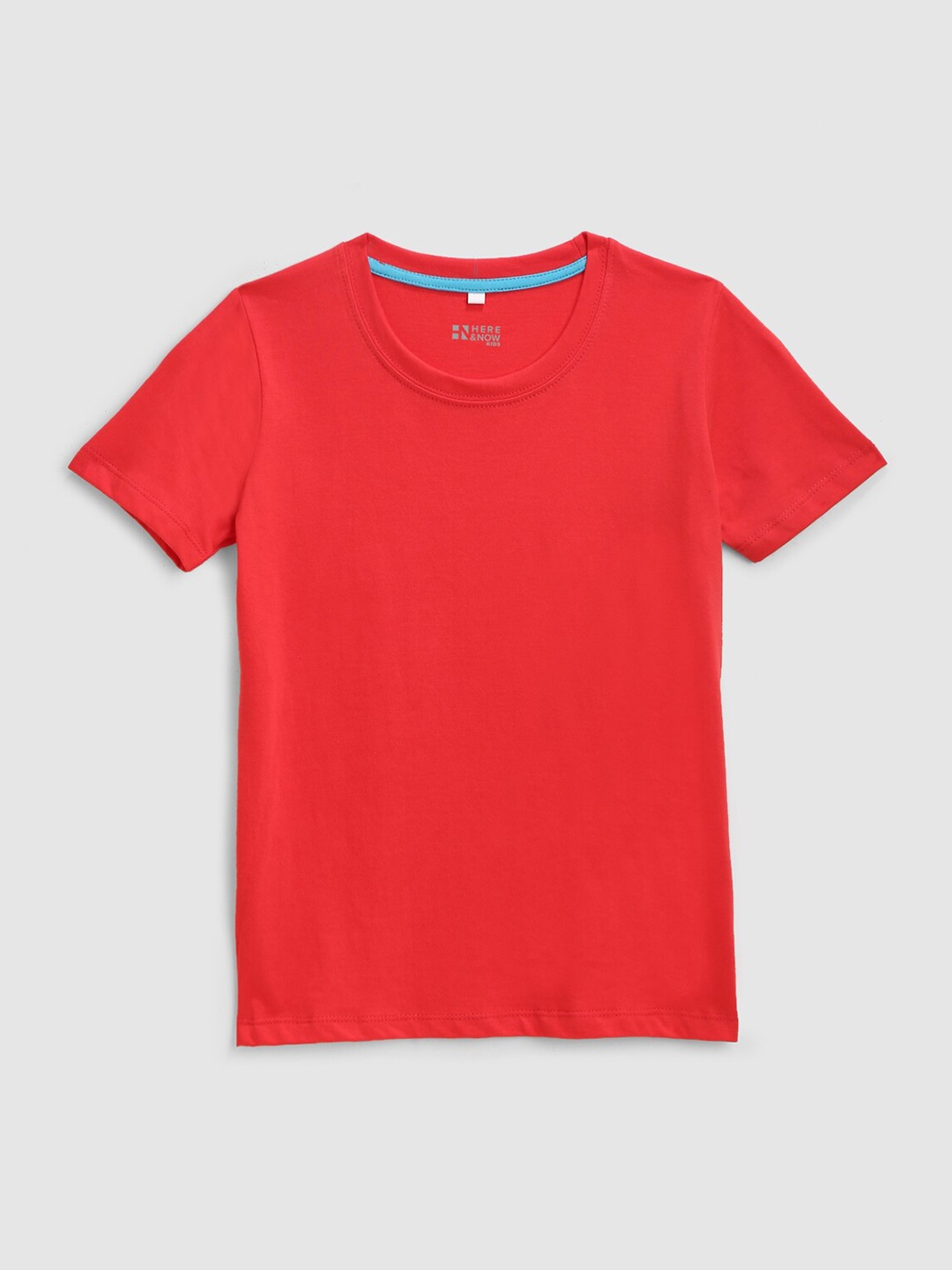 HERE&NOW Boys Round Neck Cotton T-Shirt, Red