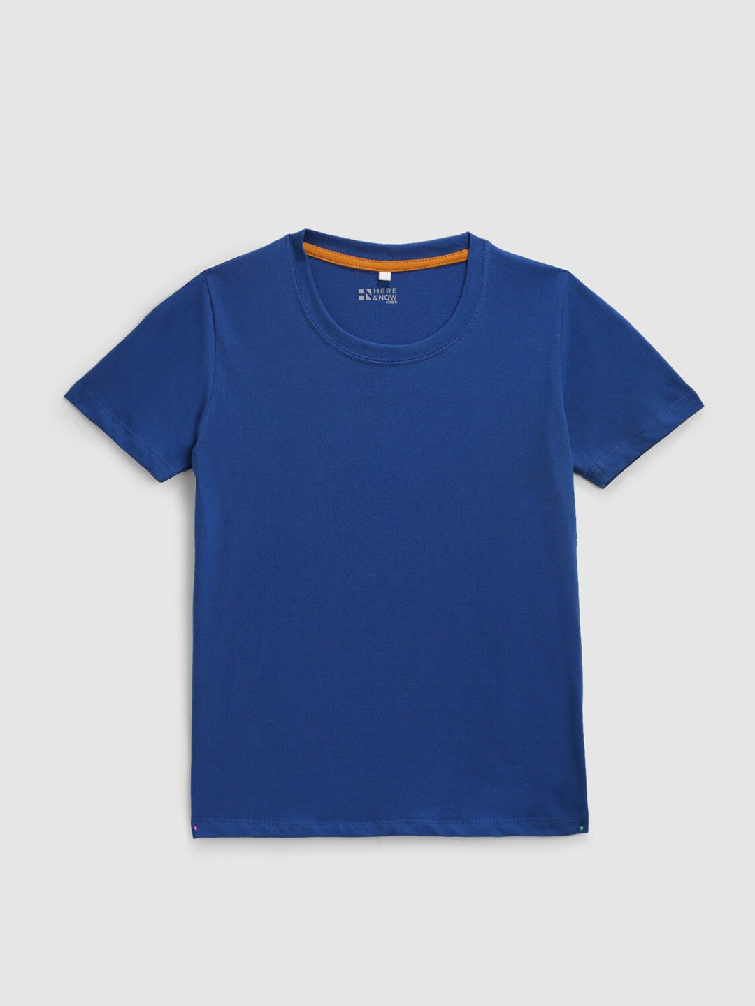HERE&NOW Boys Round Neck Cotton T-Shirt, Blue