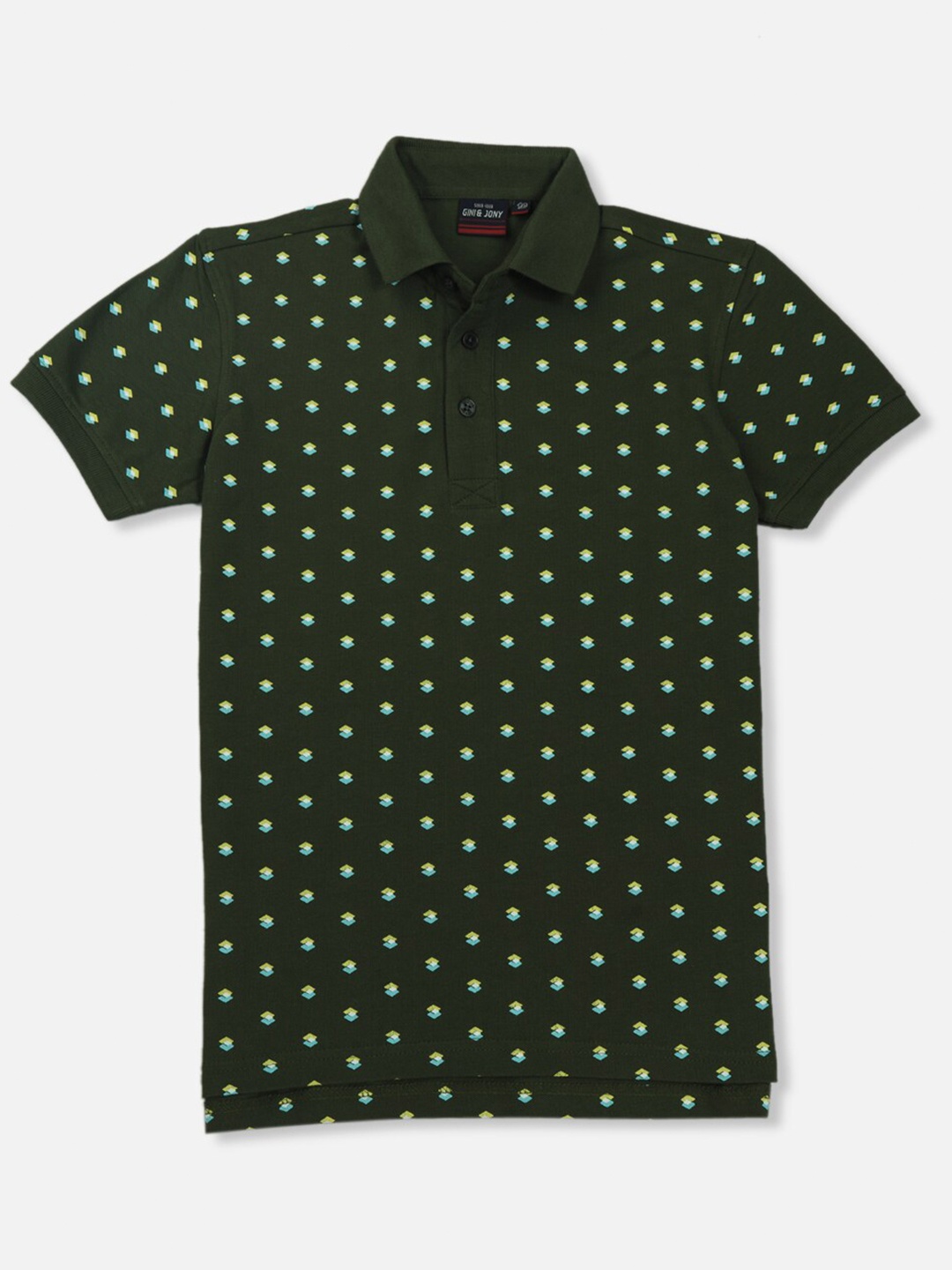 Gini and Jony Boys Conversational Printed Polo Collar Cotton T-shirt, Olive
Gini and Jony Boys Conversational Printed Polo Collar Cotton T-shirt, Olive