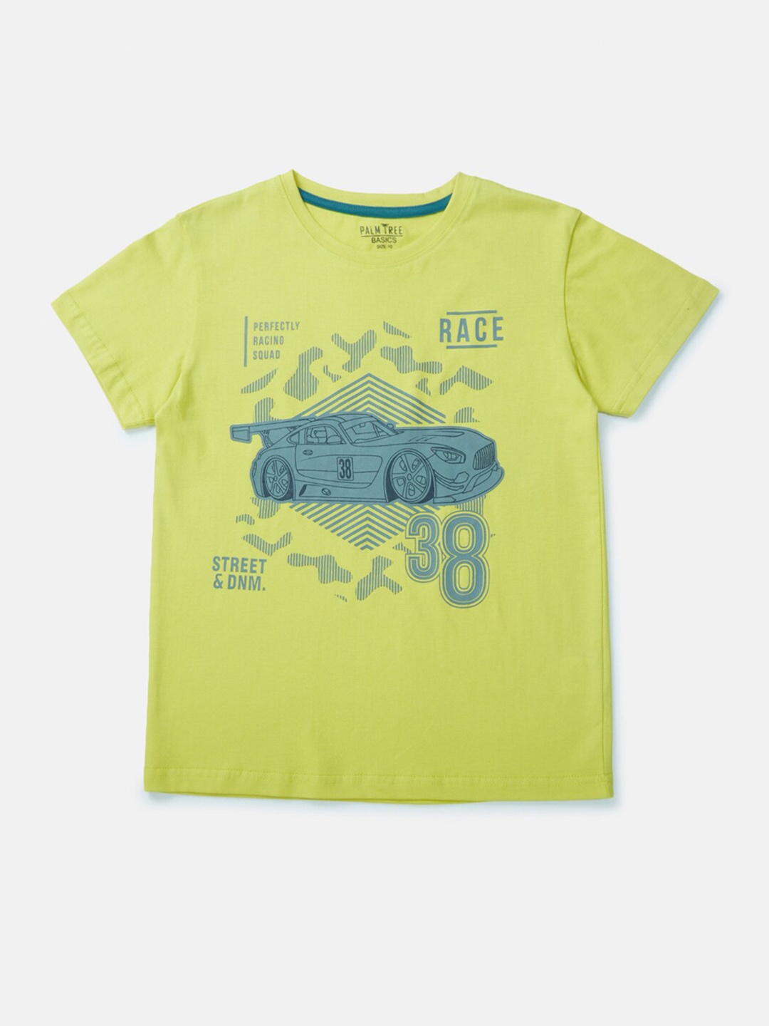 Palm Tree Boys Graphic Printed Pure Cotton T-shirt, Sea green