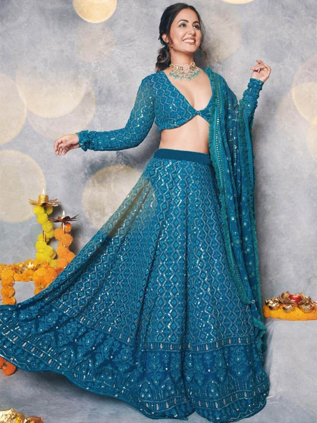 ODETTE Teal Embellished Sequinned Semi-Stitched Lehenga & Unstitched Blouse With Dupatta
ODETTE Teal Embellished Sequinned Semi-Stitched Lehenga & Unstitched Blouse With Dupatta