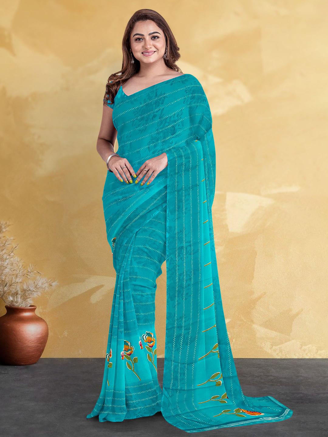 Kalamandir Floral Printed Saree, Blue