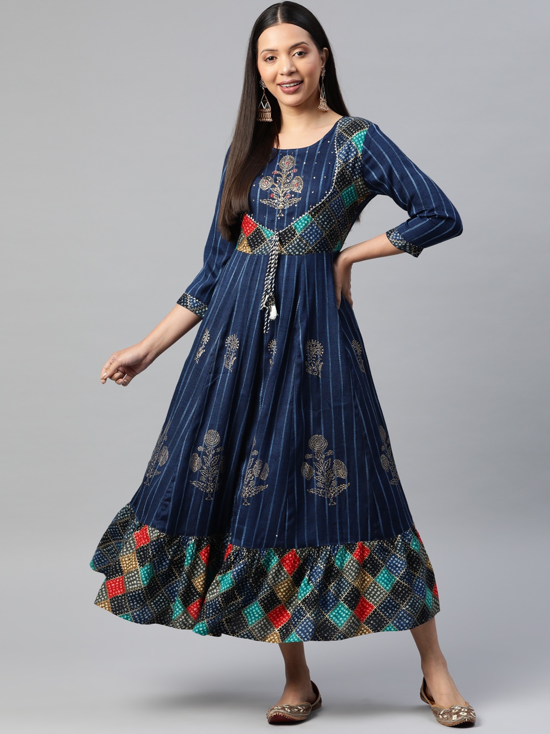 Readiprint Fashions Floral Print Maxi Dress, Navy blue