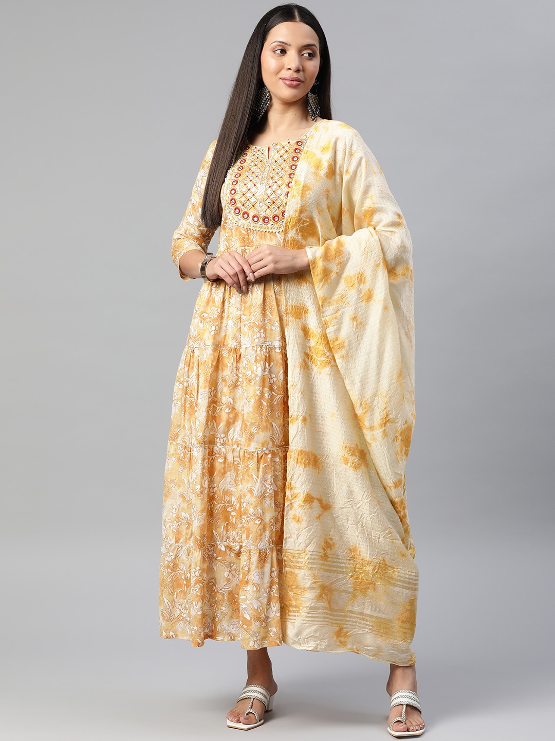 Readiprint Fashions Floral Embroidered A-Line Cotton Maxi Dress with Dupatta, Mustard
Readiprint Fashions Floral Embroidered A-Line Cotton Maxi Dress with Dupatta, Mustard