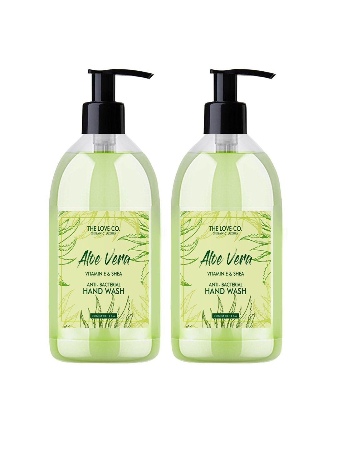 THE LOVE CO. Set Of 2 Aloevera+Vitamin E+Shea Anti-Bacterial Hand Wash - 300 ml Each, Green
THE LOVE CO. Set Of 2 Aloevera+Vitamin E+Shea Anti-Bacterial Hand Wash - 300 ml Each, Green