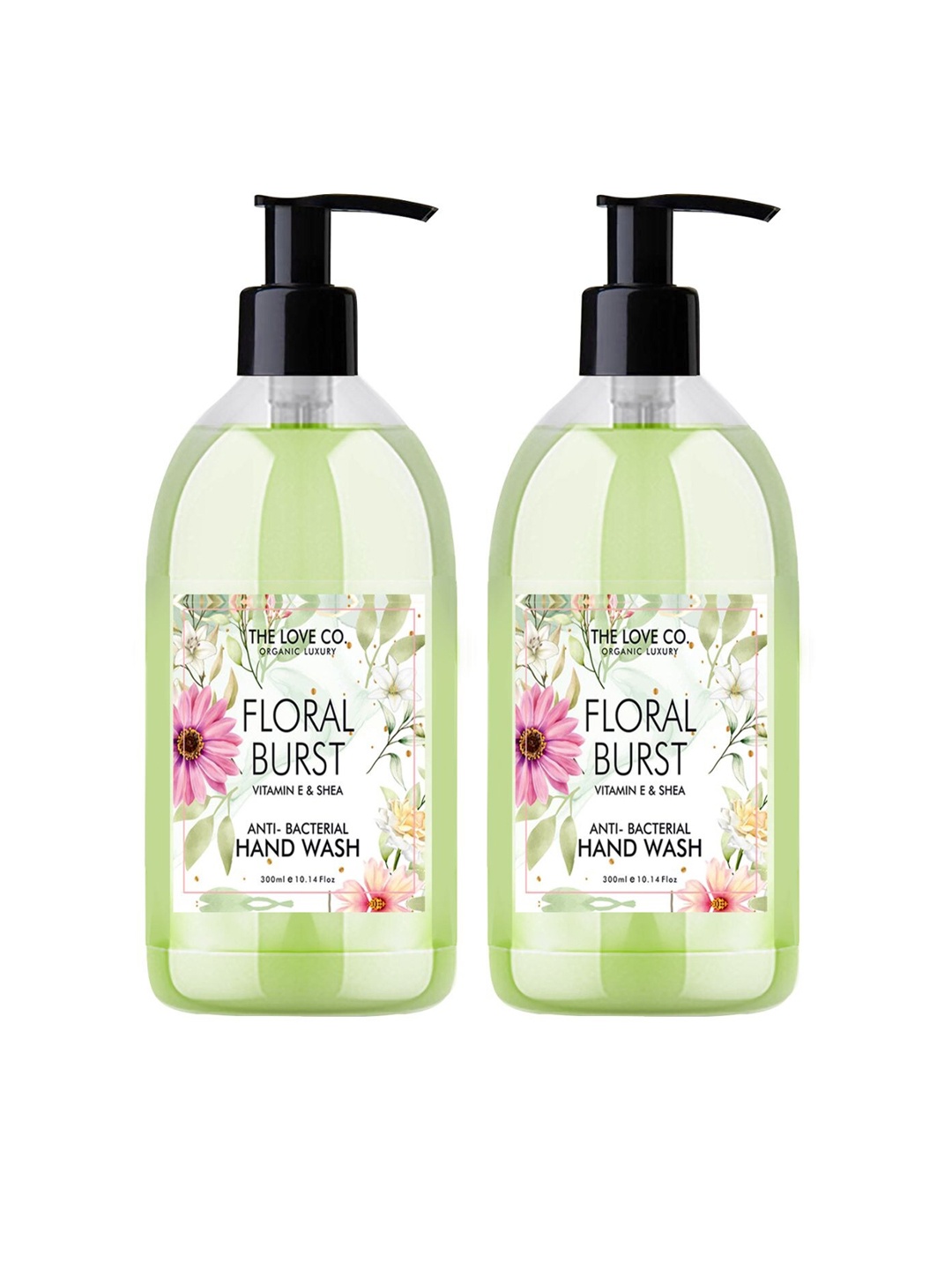 THE LOVE CO. Set Of 2 Floral Burst Vitamin E & Shea Anti-Bacterial Hand Wash - 300 ml Each, Green
THE LOVE CO. Set Of 2 Floral Burst Vitamin E & Shea Anti-Bacterial Hand Wash - 300 ml Each, Green