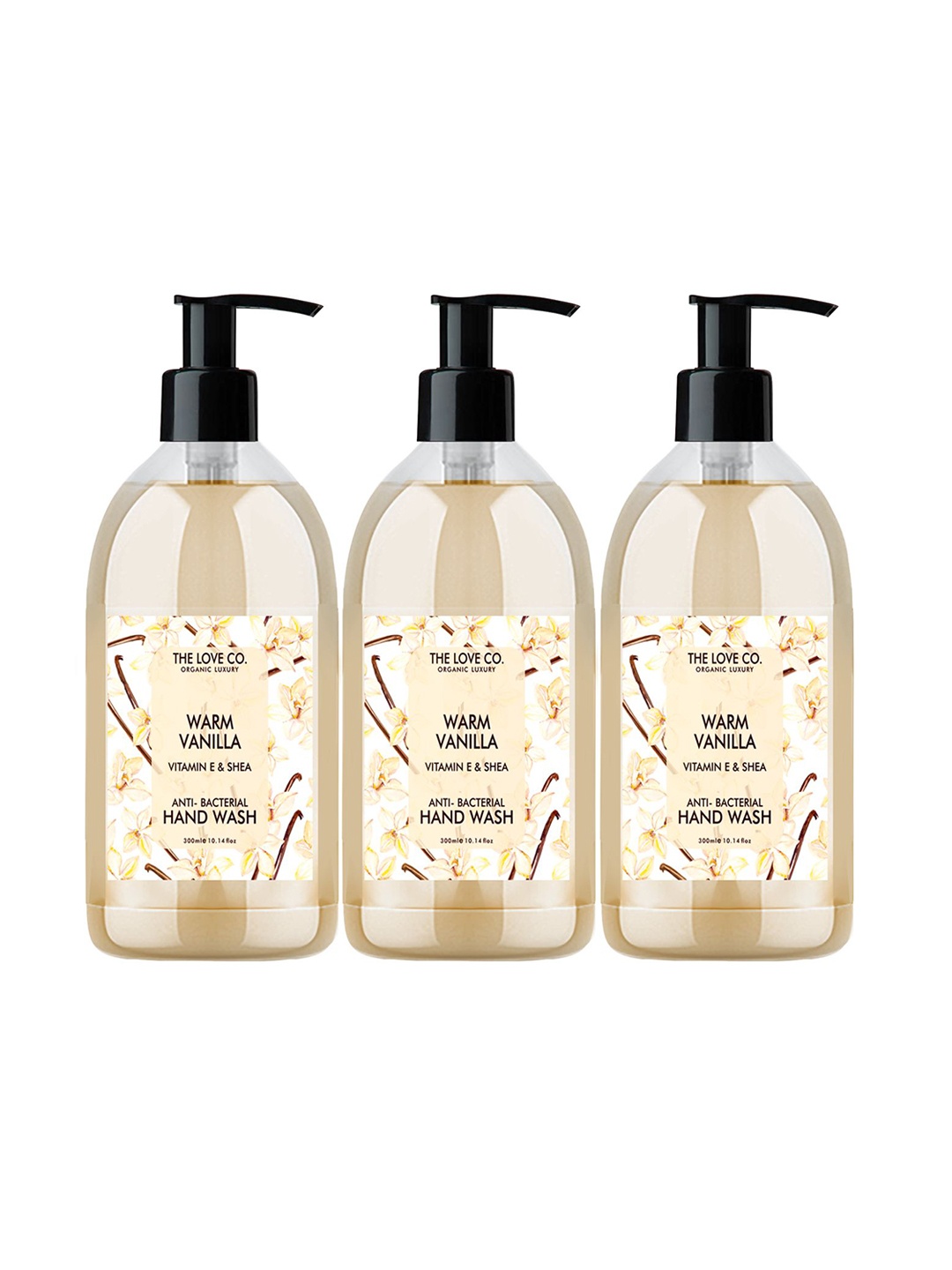 THE LOVE CO. Set Of 3 Warm Vanilla Vitamin E & Shea Anti-Bacterial Hand Wash - 300 ml Each, White
THE LOVE CO. Set Of 3 Warm Vanilla Vitamin E & Shea Anti-Bacterial Hand Wash - 300 ml Each, White