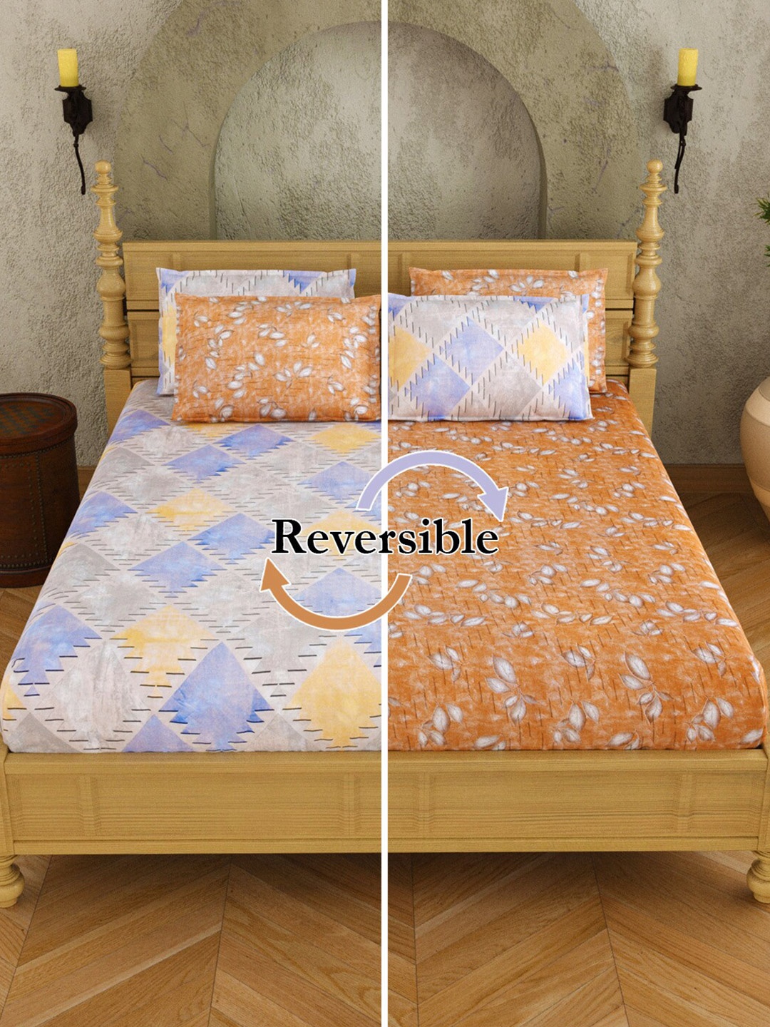 JAIPUR FABRIC Orange Printed 300 TC Cotton Reversible King Bedsheet with 4 Pillow Covers
JAIPUR FABRIC Orange Printed 300 TC Cotton Reversible King Bedsheet with 4 Pillow Covers
