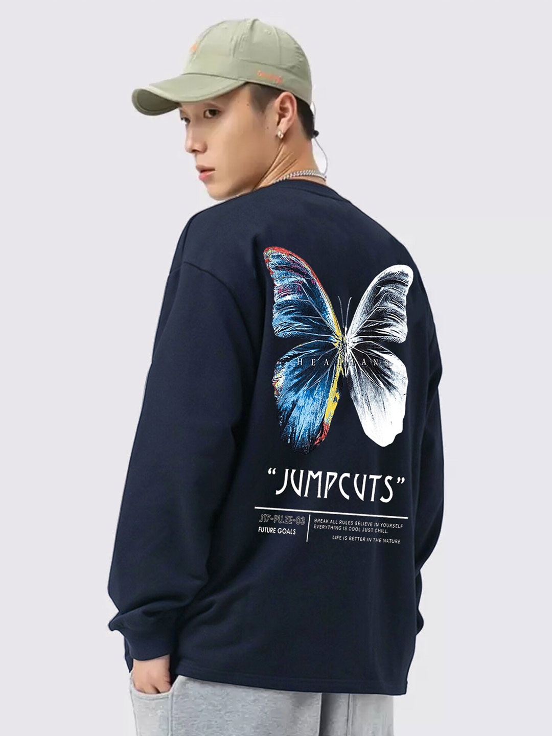 JUMPCUTS Graphic Printed Drop Shoulder Long Sleeve Cotton Boxy T-shirt, Navy blue
JUMPCUTS Graphic Printed Drop Shoulder Long Sleeve Cotton Boxy T-shirt, Navy blue