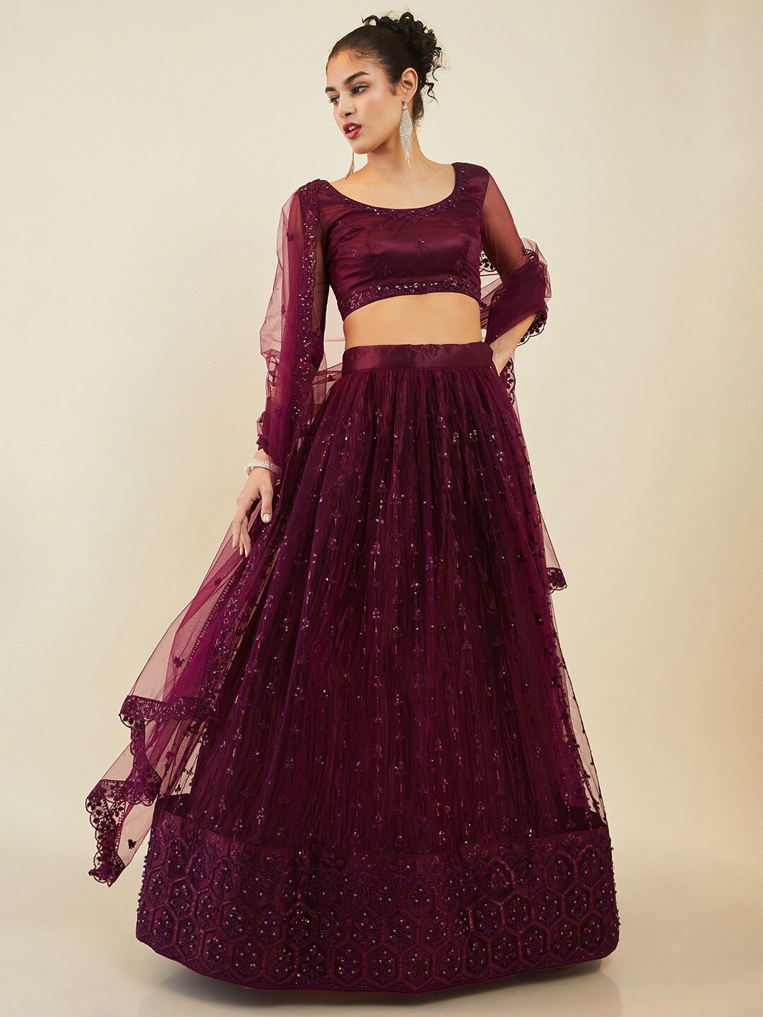 FABPIXEL Embroidered Sequinned Semi-Stitched Lehenga & Unstitched Blouse With Dupatta, Purple
FABPIXEL Embroidered Sequinned Semi-Stitched Lehenga & Unstitched Blouse With Dupatta, Purple