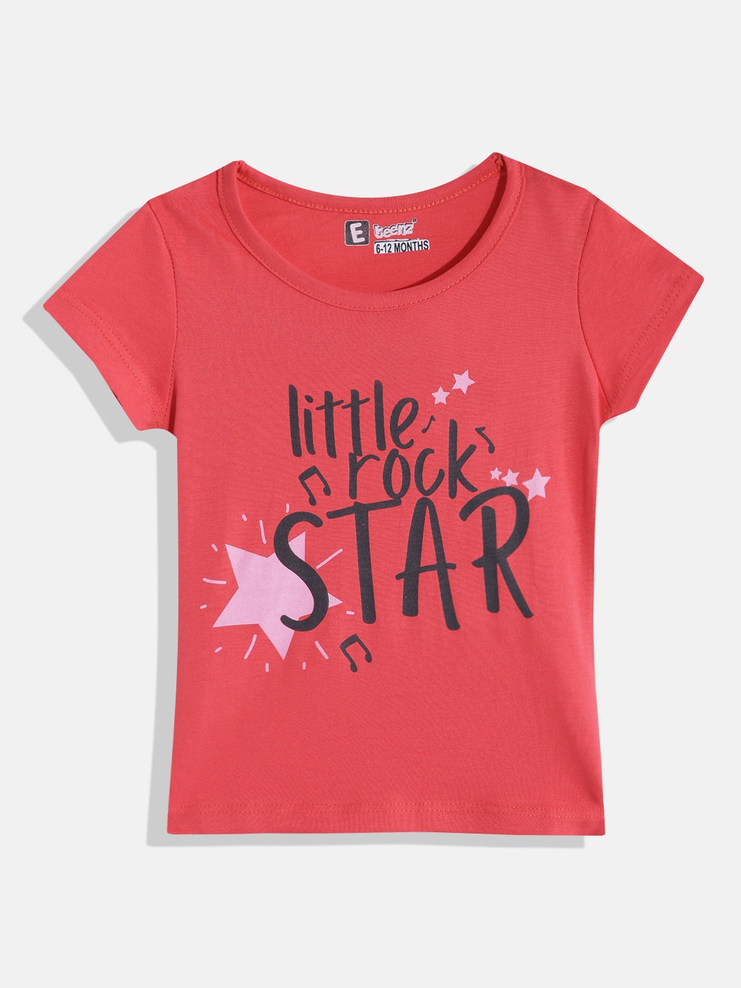 Eteenz Girls Premium Cotton Typography Printed T-shirt, Red