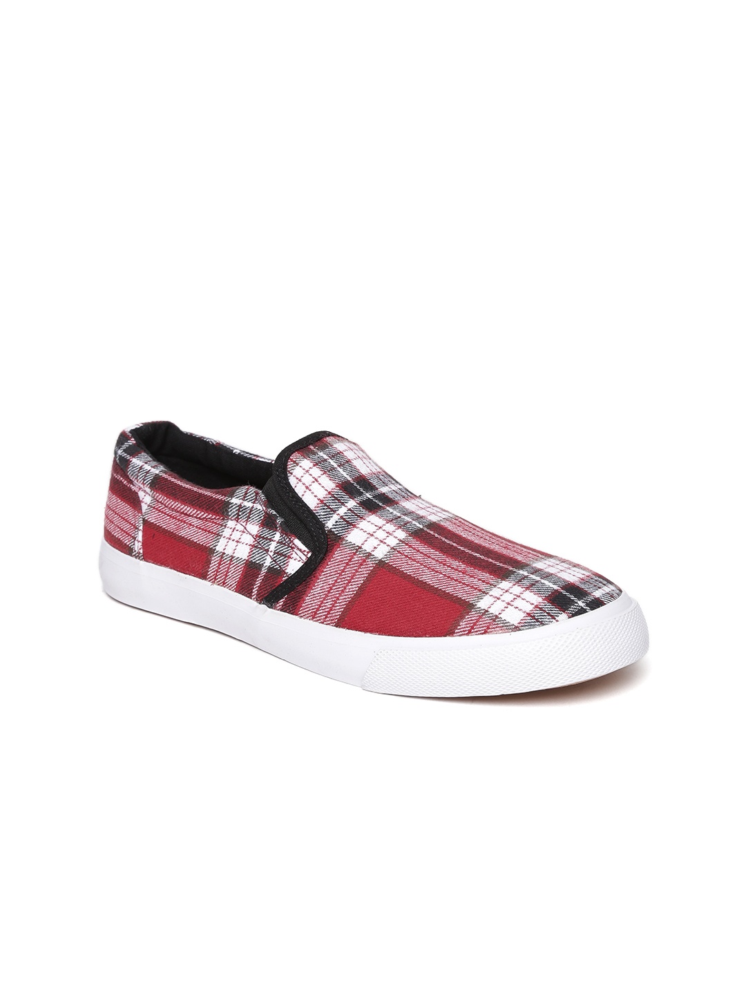FOREVER 21 Women Red & Black Checked Slip-Ons