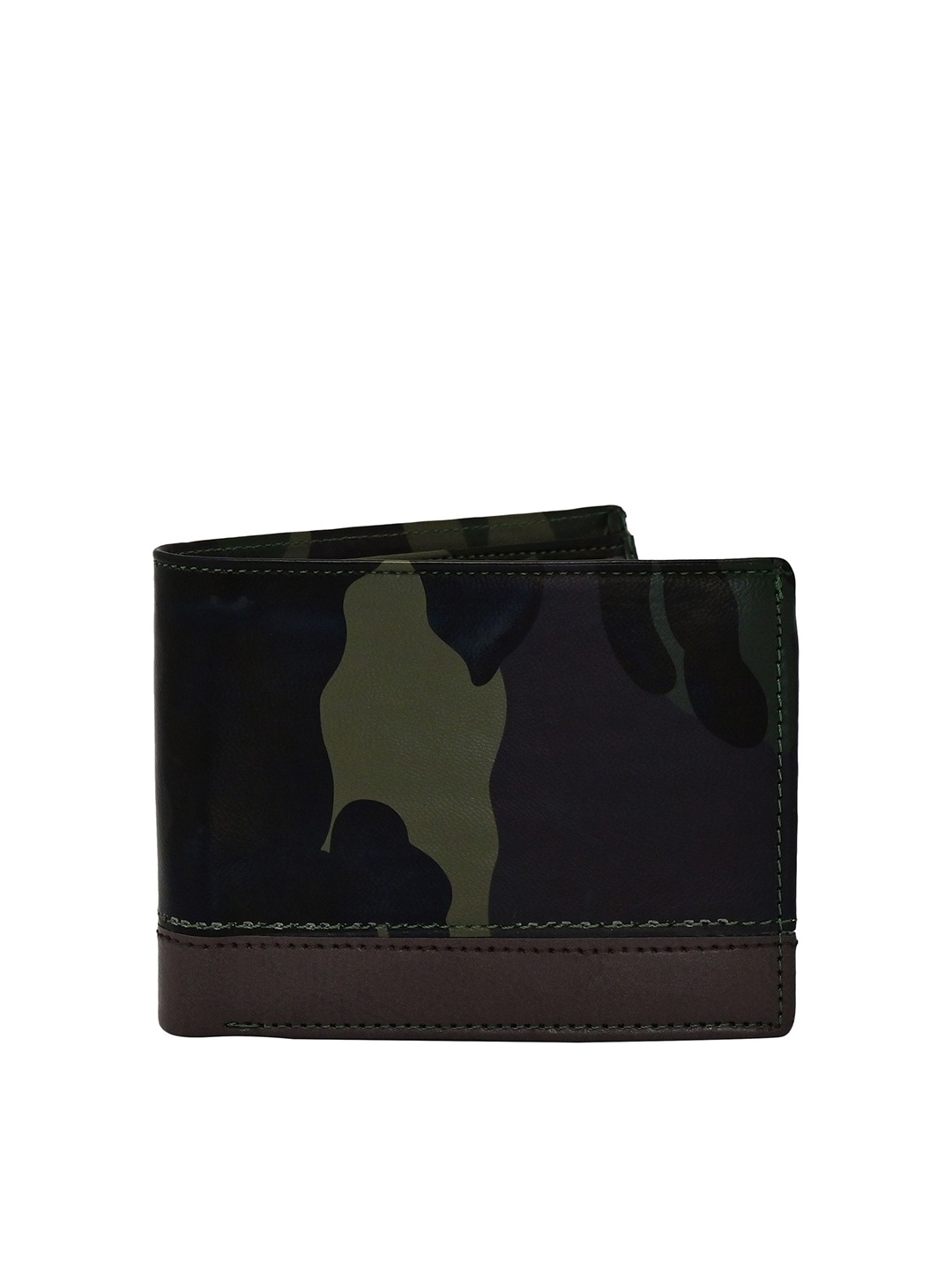 Kastner Men Camouflage Printed Two Fold Wallet, Green