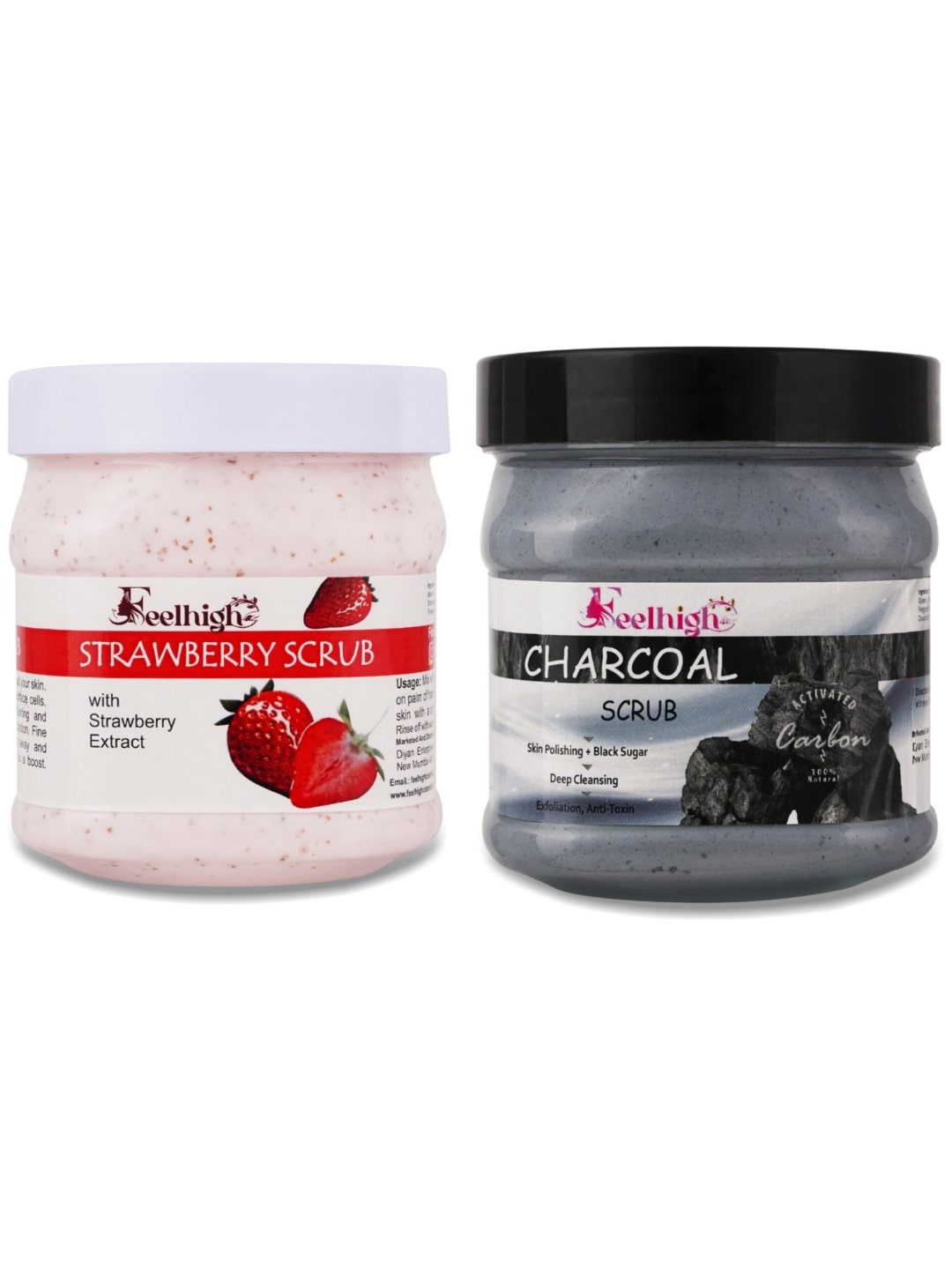 FEELHIGH Set Of 2 Charcoal & Strawberry Scrub For Face & Body Exfoliators 500 ml Each, Multi
FEELHIGH Set Of 2 Charcoal & Strawberry Scrub For Face & Body Exfoliators 500 ml Each, Multi