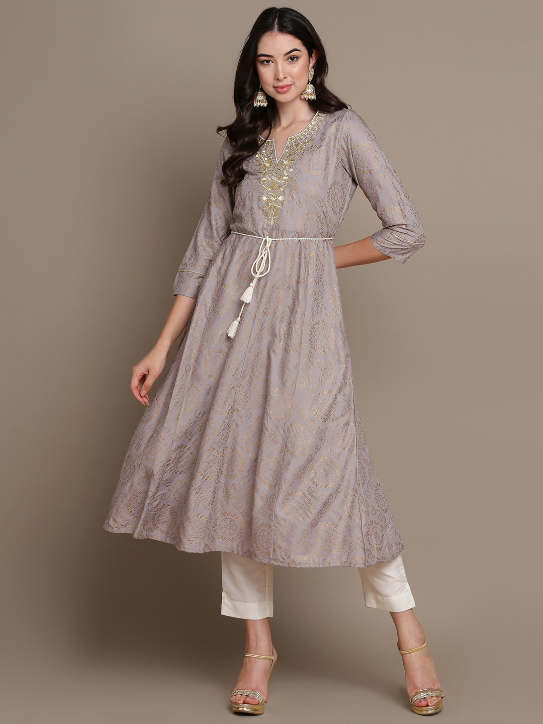 MALHAAR Embroidered Ethnic Motifs Printed Thread Work A-Line Kurta, Grey
MALHAAR Embroidered Ethnic Motifs Printed Thread Work A-Line Kurta, Grey