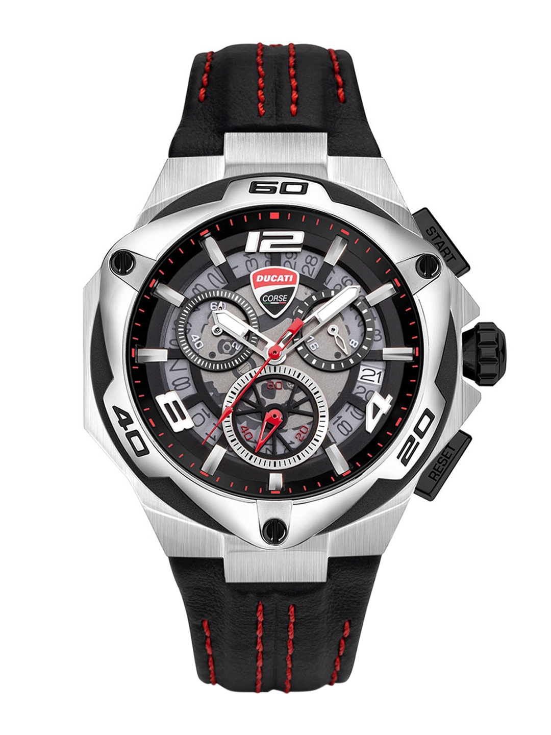 DUCATI CORSE Men Skeleton Dial & Leather Straps Analogue Chronograph Watch DTWGC0000302, Black
DUCATI CORSE Men Skeleton Dial & Leather Straps Analogue Chronograph Watch DTWGC0000302, Black