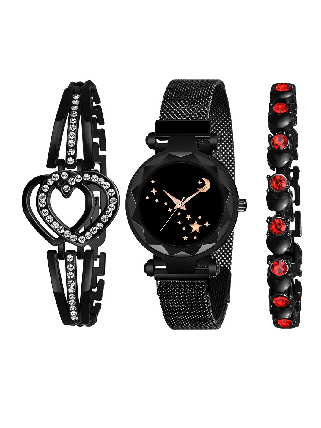 CERO Pack Of 3 Analogue Dial Magnet Watch With Gift Bracelet C-Com-B-63-3-Pcs, Black
CERO Pack Of 3 Analogue Dial Magnet Watch With Gift Bracelet C-Com-B-63-3-Pcs, Black