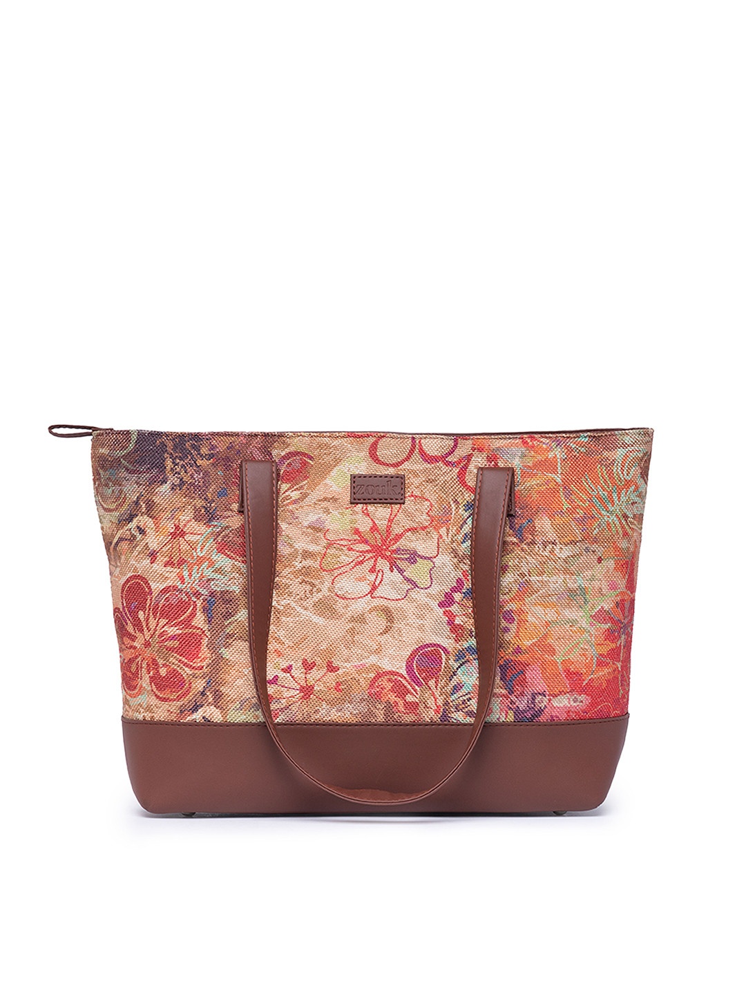 ZOUK Floral Printed Structured Tote Bag, Brown
ZOUK Floral Printed Structured Tote Bag, Brown