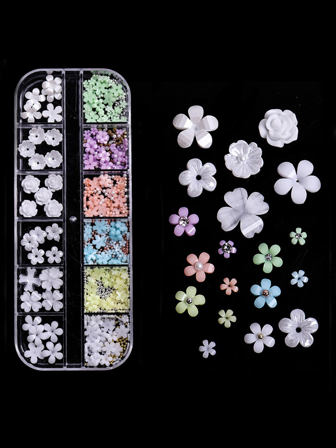 S.A.V.I. DIY Manicure 12 Gird Colorful Flower 3D Metal Beads Rhinestones & Pearl Nail Arts, White
S.A.V.I. DIY Manicure 12 Gird Colorful Flower 3D Metal Beads Rhinestones & Pearl Nail Arts, White