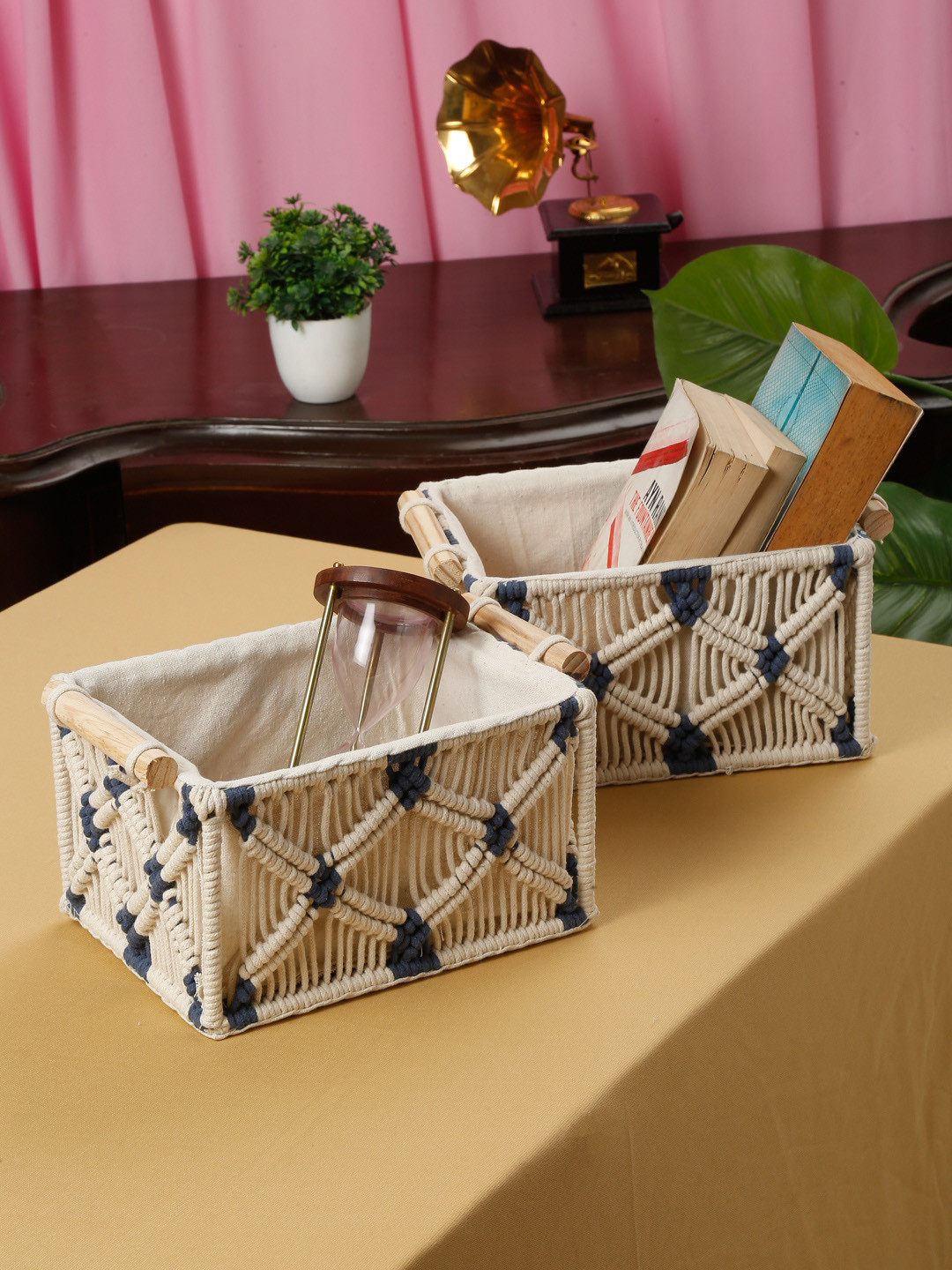 HOSTA HOMES Cream-Colored & Blue 2 Pcs Self-design Multipurpose Pure Cotton Organizers
HOSTA HOMES Cream-Colored & Blue 2 Pcs Self-design Multipurpose Pure Cotton Organizers