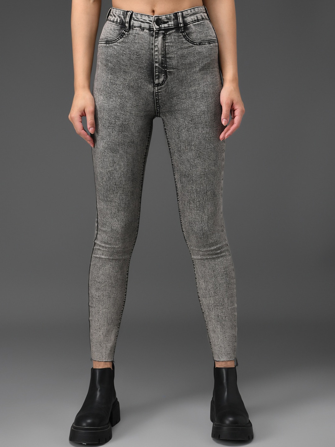 GUTI Women High-Rise Heavy Fade Clean Look Stretchable Cropped Skinny Fit Jeans, Grey
GUTI Women High-Rise Heavy Fade Clean Look Stretchable Cropped Skinny Fit Jeans, Grey