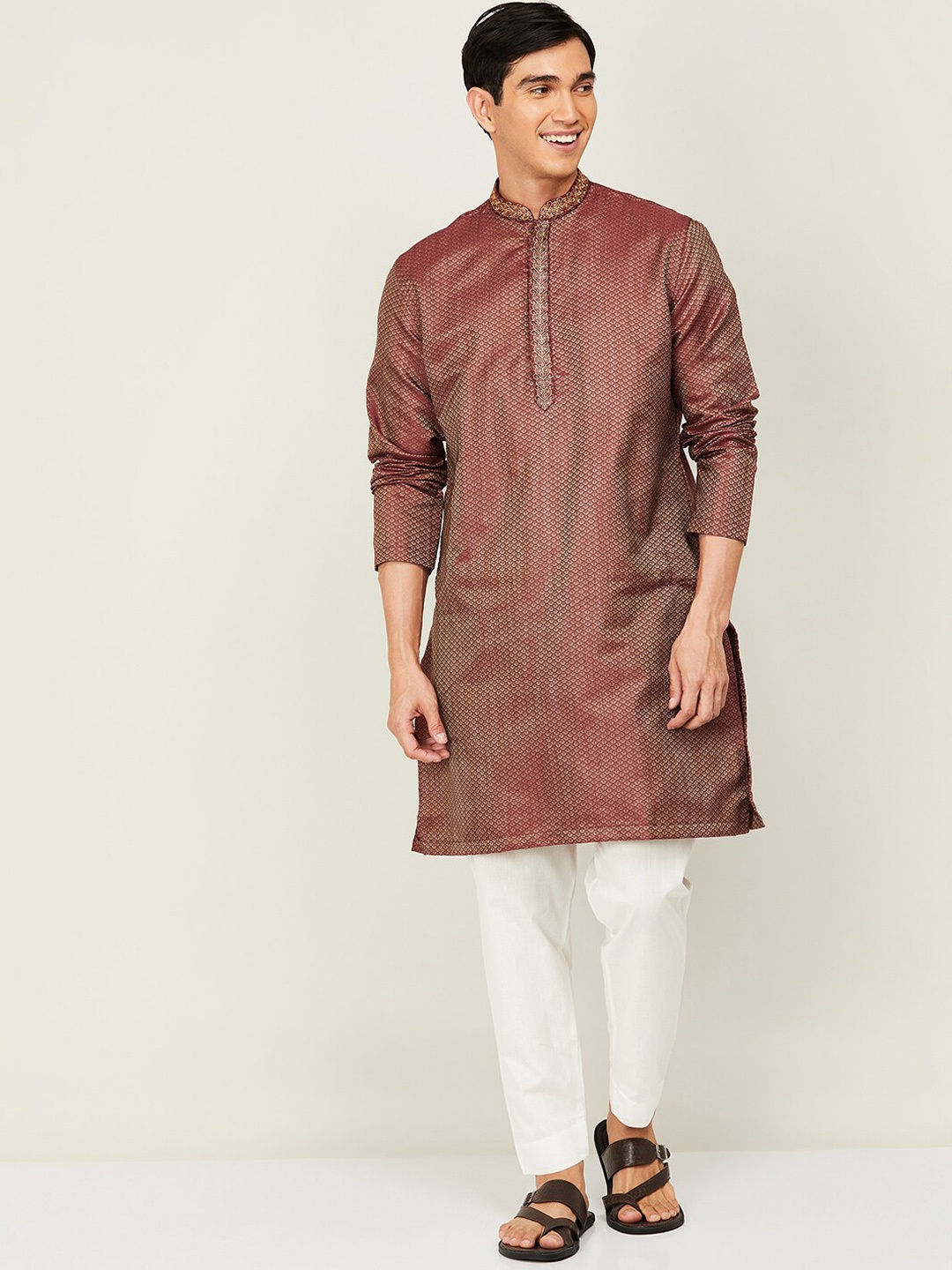 Melange by Lifestyle Woven Design Beads & Stones Pure Cotton Kurta with Pyjamas, Red
Melange by Lifestyle Woven Design Beads & Stones Pure Cotton Kurta with Pyjamas, Red
