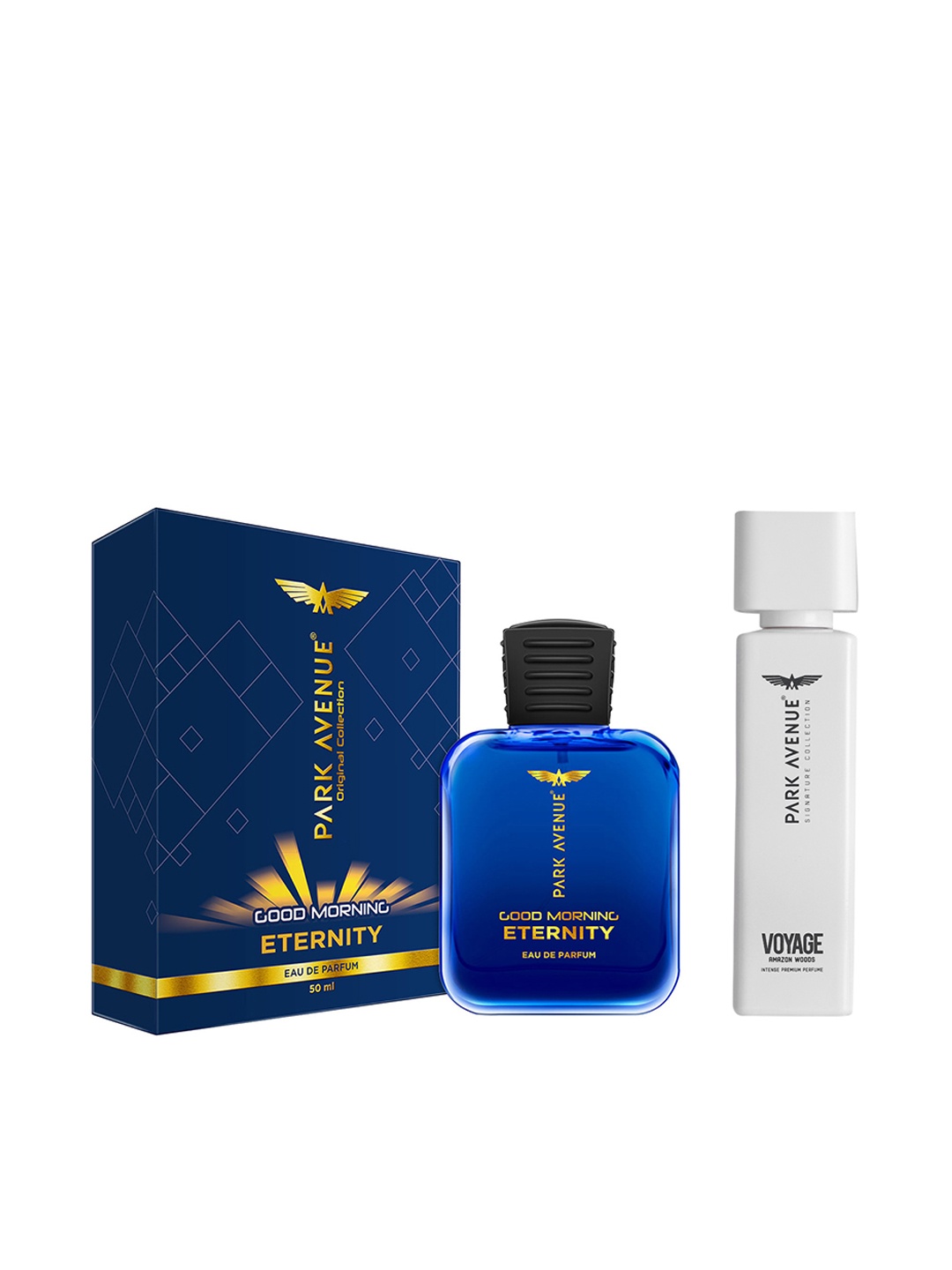 Park Avenue Set of Good Morning Eternity Eau de Parfum 50ml & Voyage Perfume Spray 120ml, Blue
Park Avenue Set of Good Morning Eternity Eau de Parfum 50ml & Voyage Perfume Spray 120ml, Blue