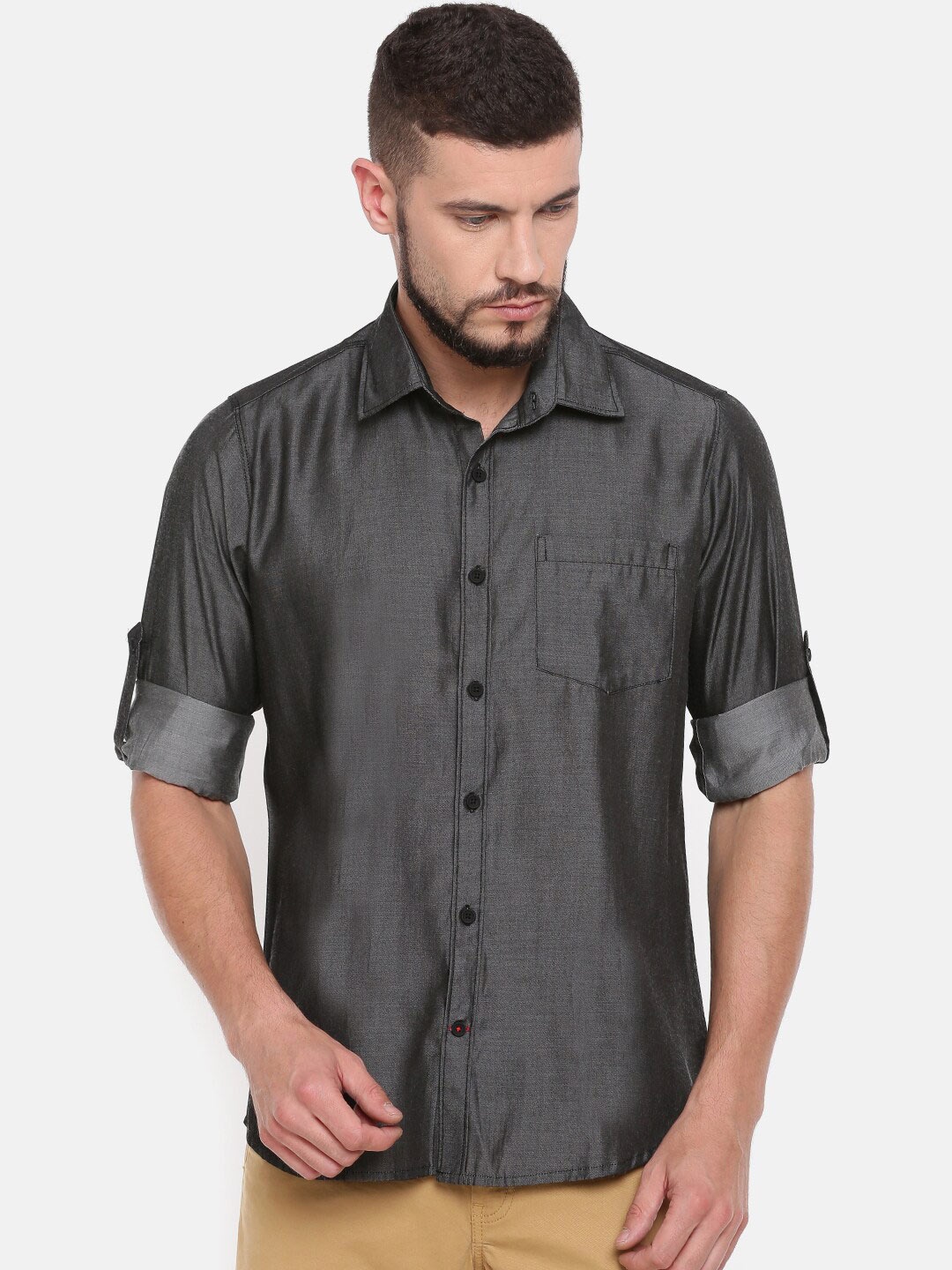 Cross Court Spread Collar Roll-Up Sleeves Slim Fit Pure Cotton Casual Shirt, Charcoal
Cross Court Spread Collar Roll-Up Sleeves Slim Fit Pure Cotton Casual Shirt, Charcoal