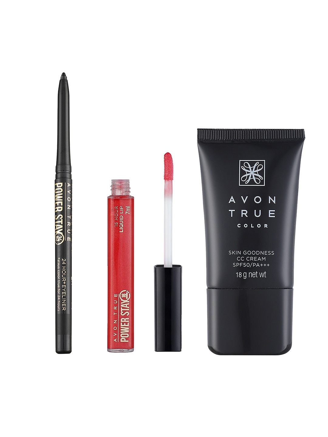 Avon True Powerstay Eyeliner 0.28g+ Liquid Lipstick 7ml+ Skin Goodness SPF50 CC Cream 18g, Red
Avon True Powerstay Eyeliner 0.28g+ Liquid Lipstick 7ml+ Skin Goodness SPF50 CC Cream 18g, Red