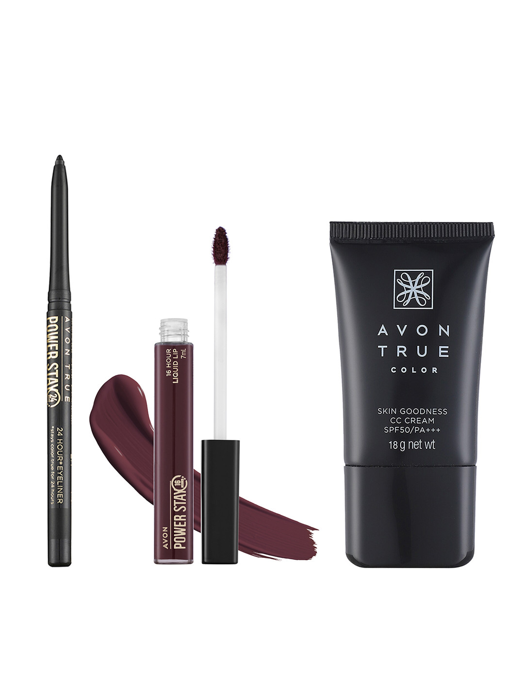 Avon Set of True Powerstay Liquid Lipstick 7ml & Eyeliner 0.28g with CC Cream 18g, Burgundy
Avon Set of True Powerstay Liquid Lipstick 7ml & Eyeliner 0.28g with CC Cream 18g, Burgundy
