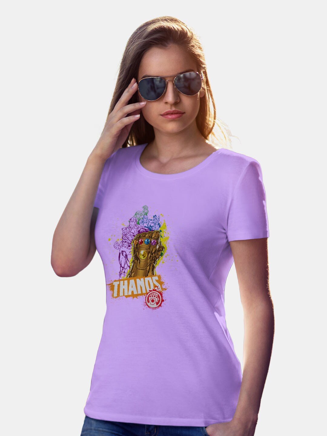 macmerise Thanos Printed Bio Finish Cotton T-Shirt, Violet