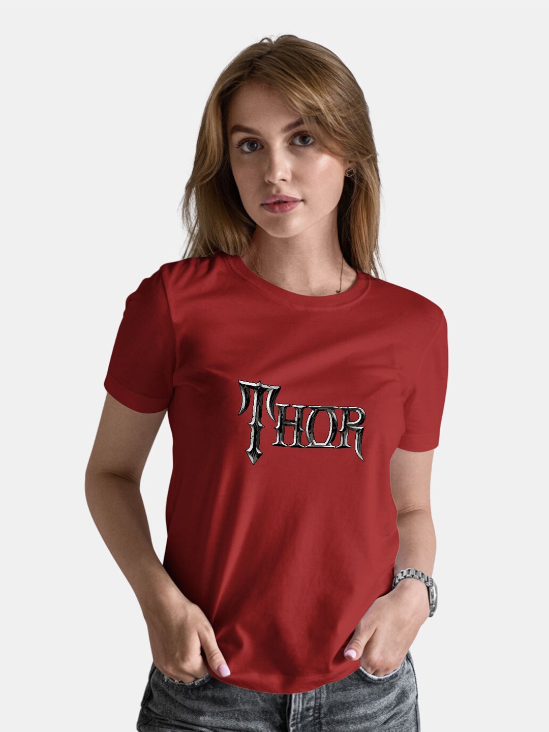 macmerise Thor Printed Cotton Bio Finish T-shirt, Red
