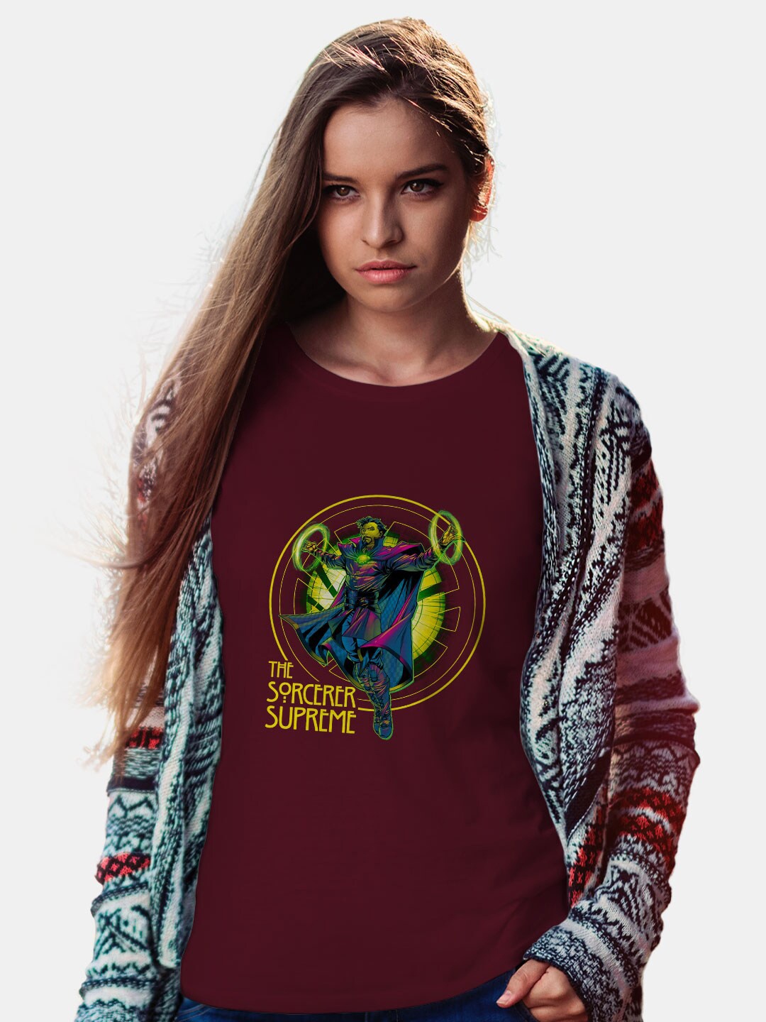 macmerise Graphic Printed Round Neck Short Sleeves Cotton T-shirt, Maroon