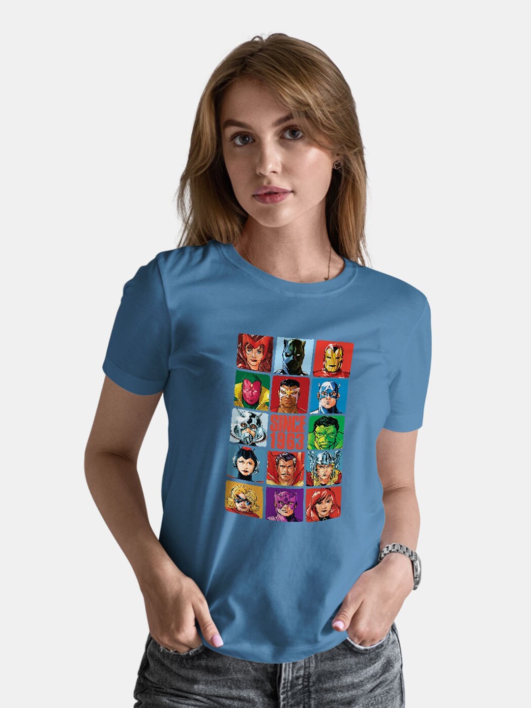 macmerise Marvel Printed Bio Finish Cotton T-shirt, Blue