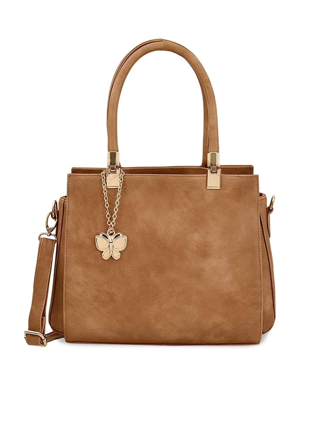 Butterflies Women PU Structured Handheld Bag, Beige