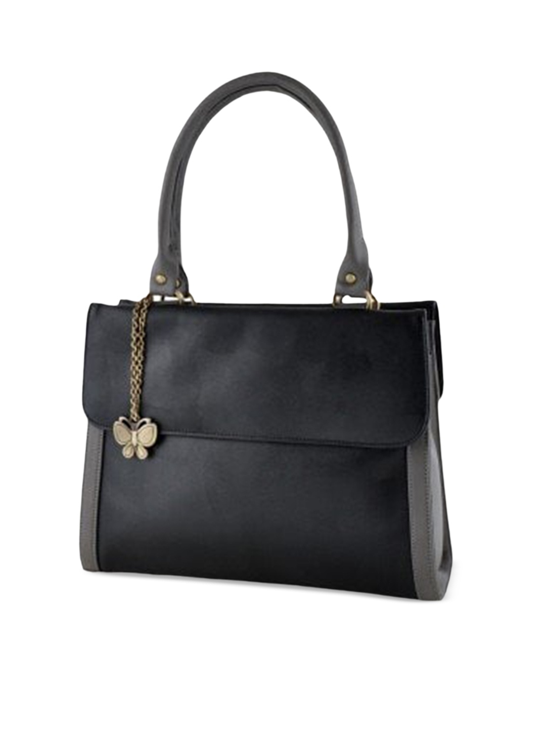 Butterflies Structured Handheld Bag, Black