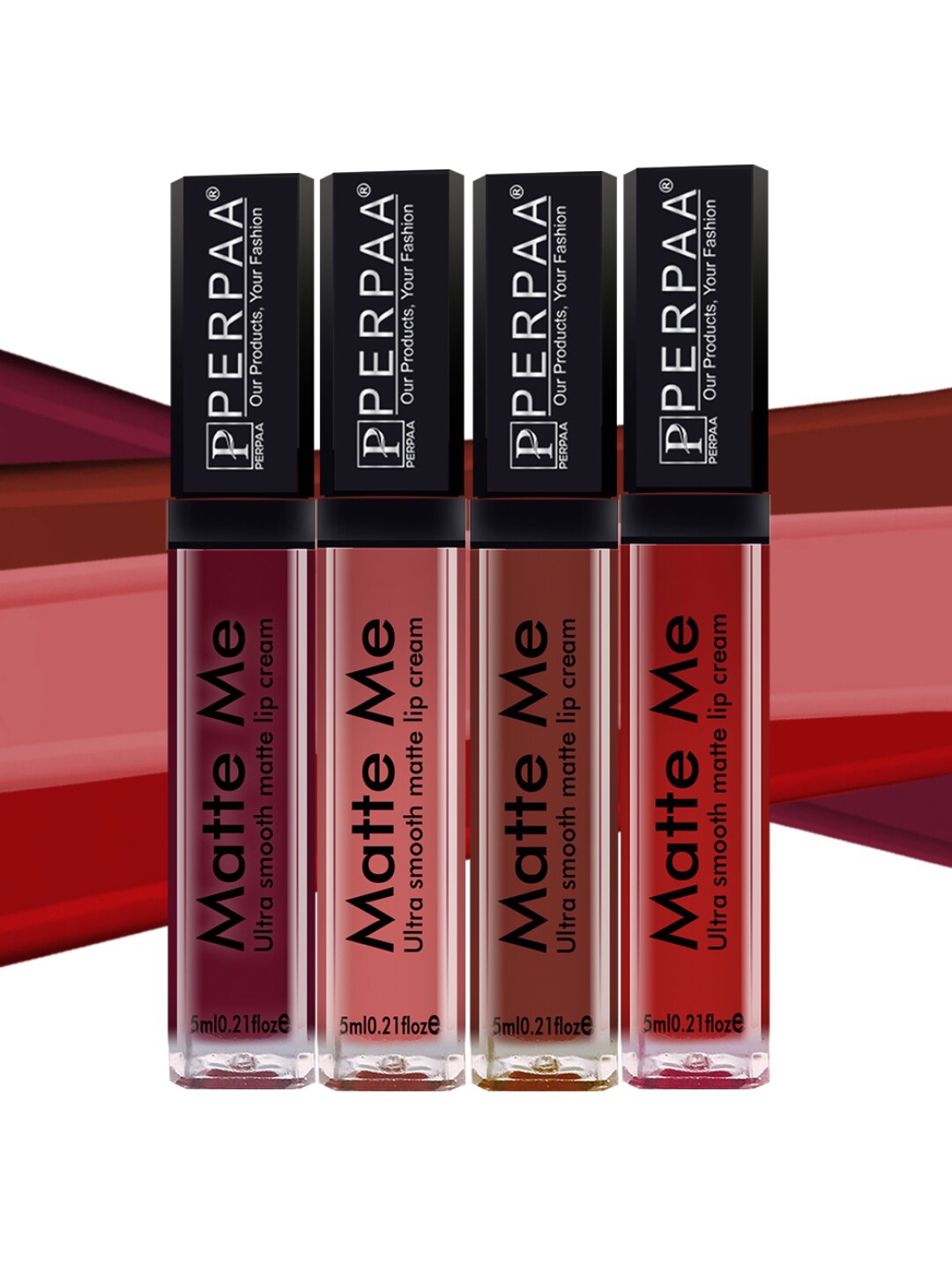 PERPAA Set of 4 Matte Me Ultra Smooth Matte Long Lasting Liquid Lipsticks - 5 ml each, Multi
PERPAA Set of 4 Matte Me Ultra Smooth Matte Long Lasting Liquid Lipsticks - 5 ml each, Multi