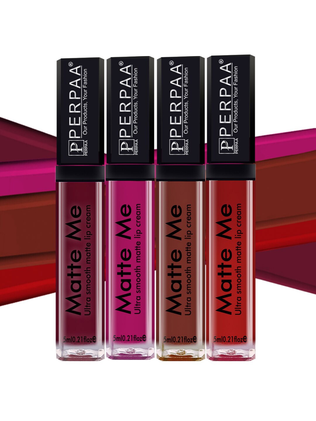 PERPAA Set of 4 Matte Me Ultra Smooth Matte Long Lasting Liquid Lipsticks - 5 ml each, Multi
PERPAA Set of 4 Matte Me Ultra Smooth Matte Long Lasting Liquid Lipsticks - 5 ml each, Multi