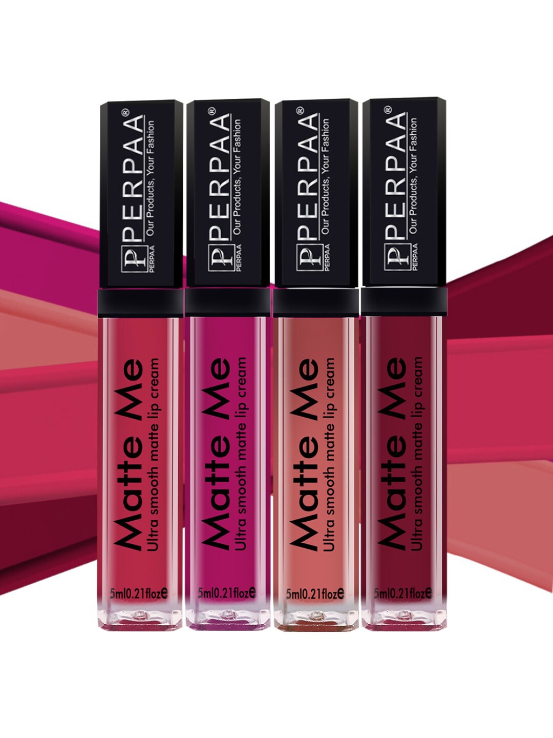 PERPAA Set of 4 Matte Me Ultra Smooth Matte Long Lasting Liquid Lipsticks - 5 ml each, Multi
PERPAA Set of 4 Matte Me Ultra Smooth Matte Long Lasting Liquid Lipsticks - 5 ml each, Multi