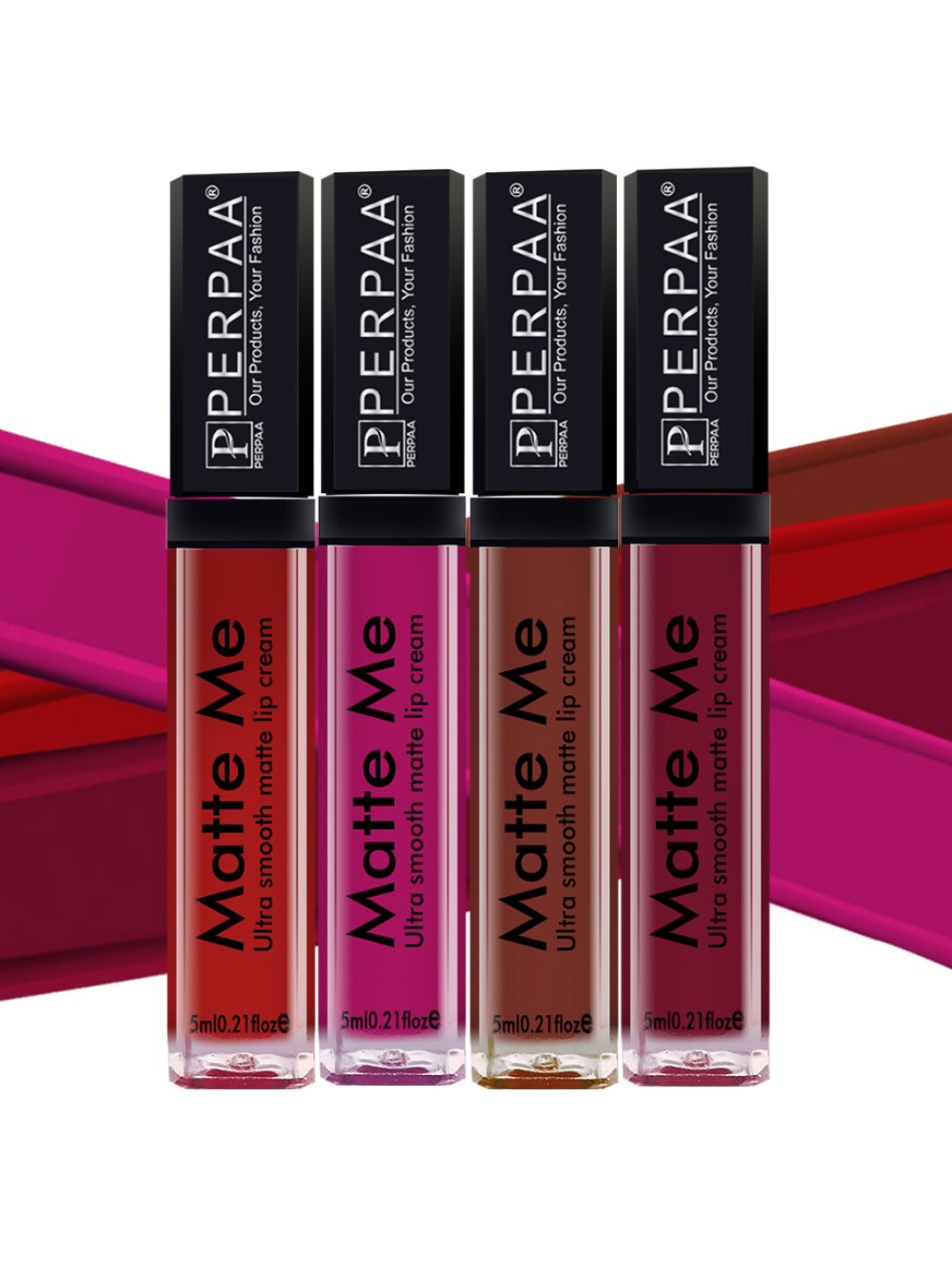 PERPAA Set of 4 Matte Me Ultra Smooth Matte Long Lasting Liquid Lipsticks - 5 ml each, Multi
PERPAA Set of 4 Matte Me Ultra Smooth Matte Long Lasting Liquid Lipsticks - 5 ml each, Multi