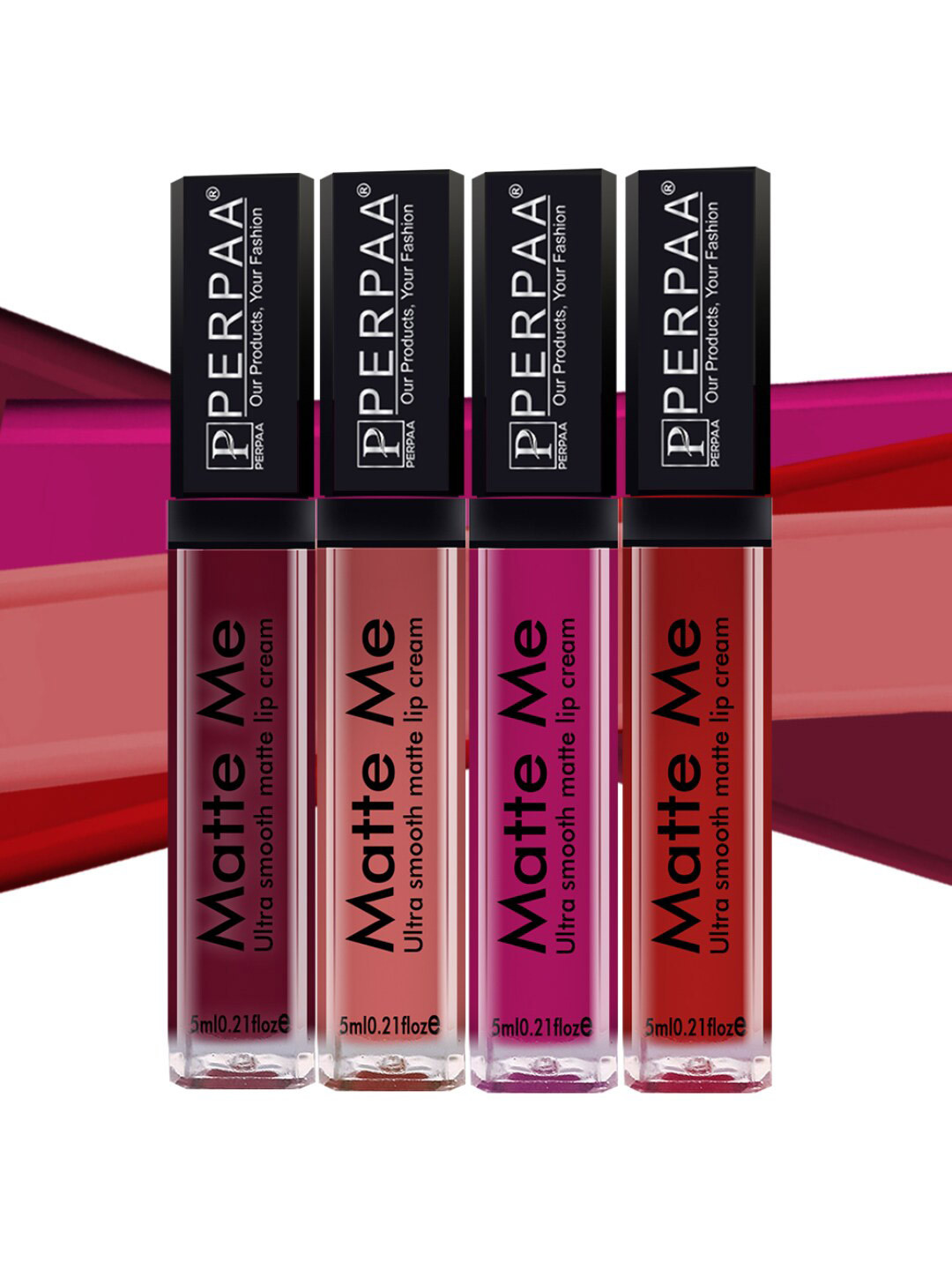 PERPAA Set of 4 Matte Me Ultra Smooth Matte Long Lasting Liquid Lipsticks - 5 ml each, Multi
PERPAA Set of 4 Matte Me Ultra Smooth Matte Long Lasting Liquid Lipsticks - 5 ml each, Multi