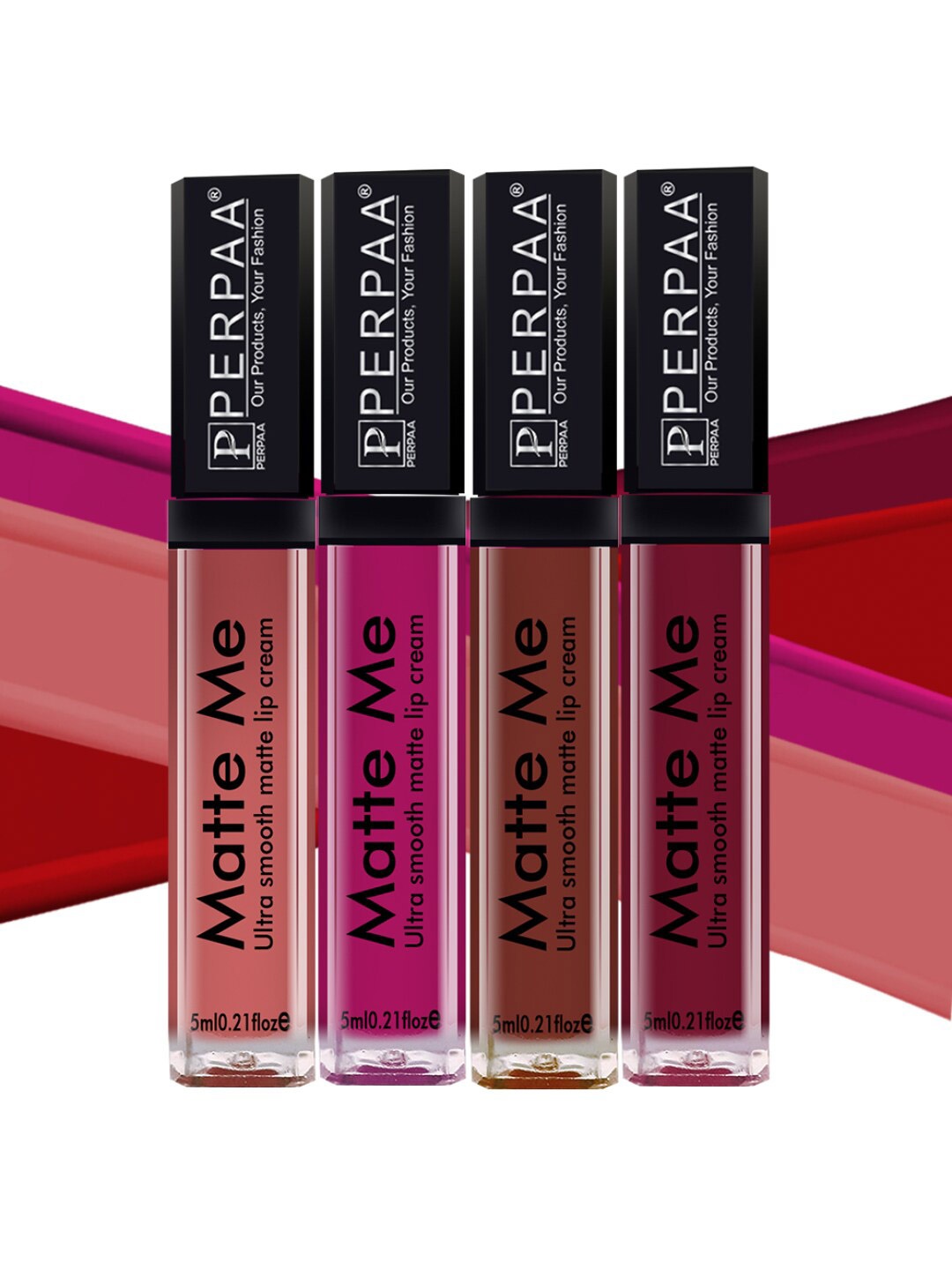PERPAA Set of 4 Matte Me Ultra Smooth Matte Long Lasting Liquid Lipsticks - 5 ml each, Multi
PERPAA Set of 4 Matte Me Ultra Smooth Matte Long Lasting Liquid Lipsticks - 5 ml each, Multi