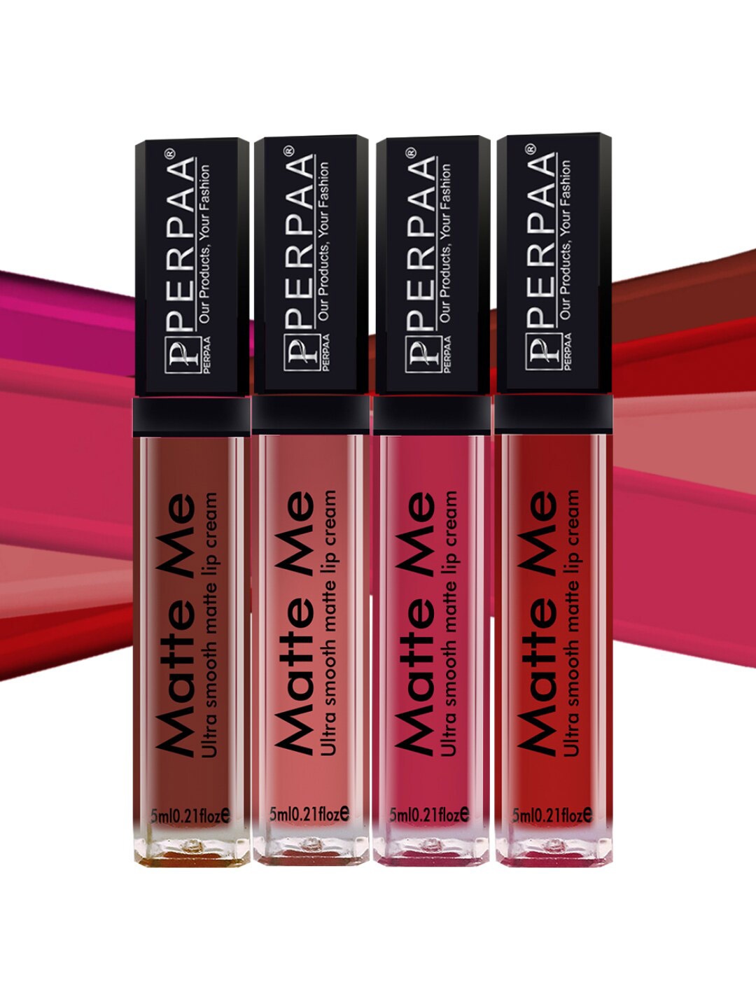 PERPAA Set of 4 Matte Me Ultra Smooth Matte Long Lasting Liquid Lipsticks - 5 ml each, Multi
PERPAA Set of 4 Matte Me Ultra Smooth Matte Long Lasting Liquid Lipsticks - 5 ml each, Multi
